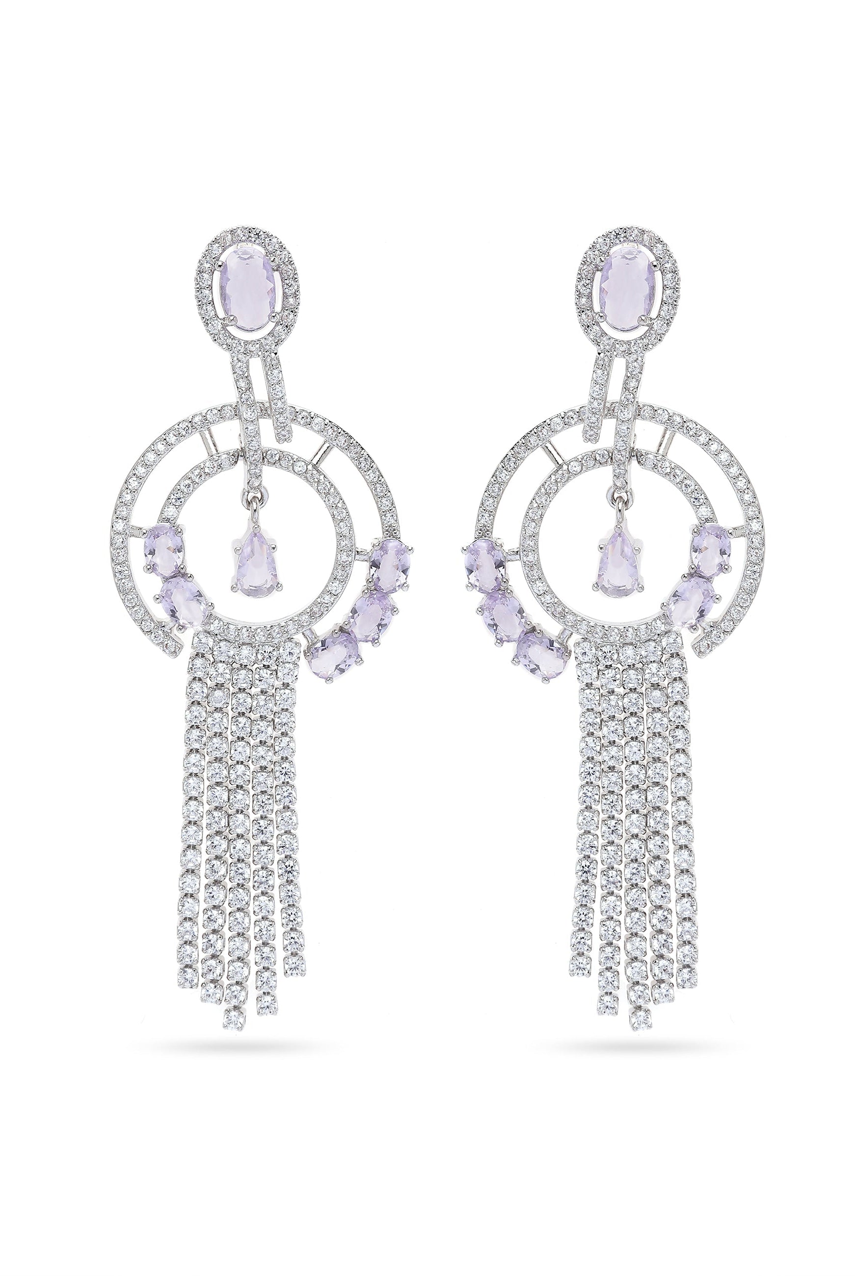 Purple Geometric Purple Chain Dangle Earrings