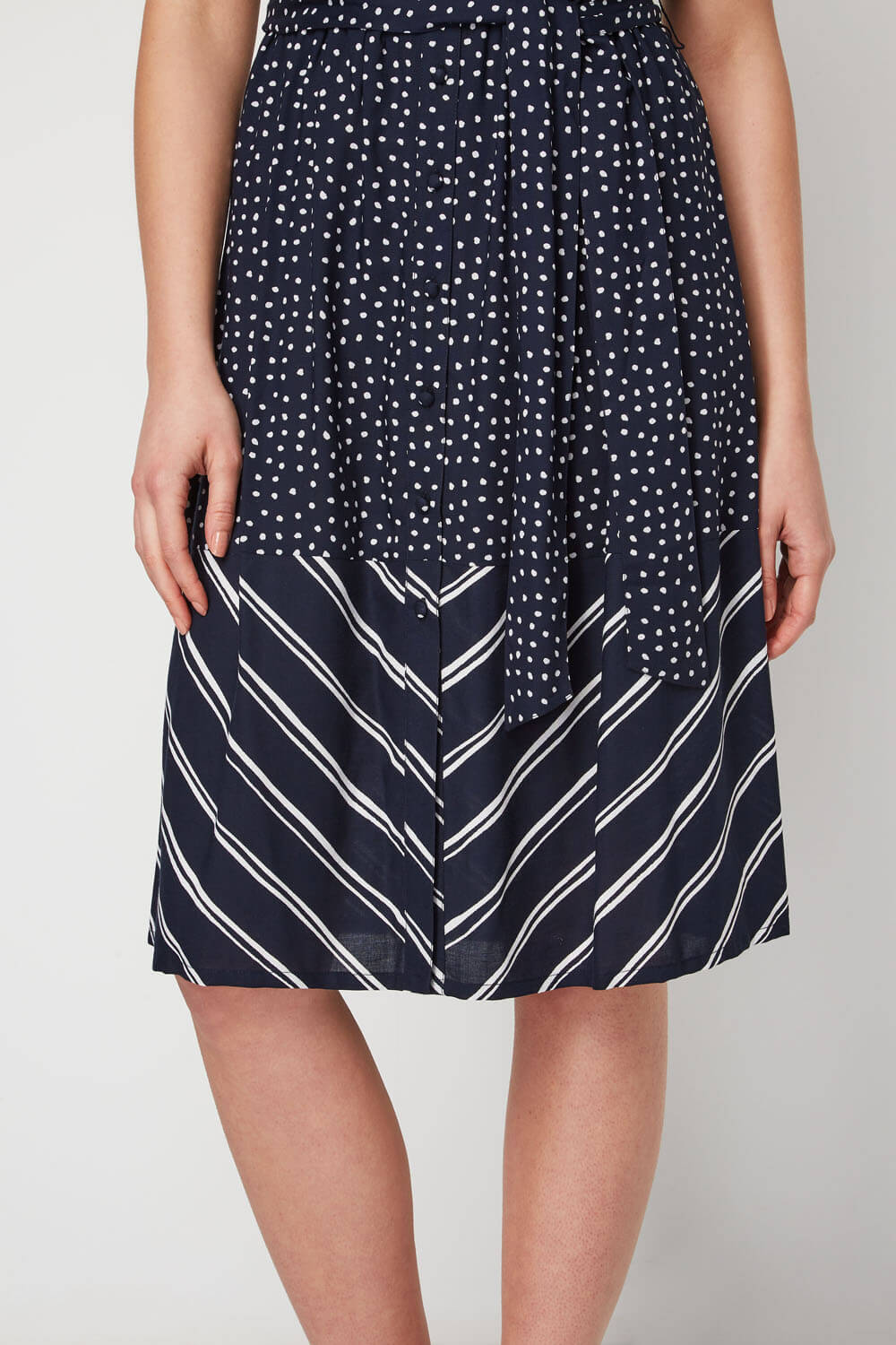 Navy Contrast Print Shirt Dress, Image 5 of 5