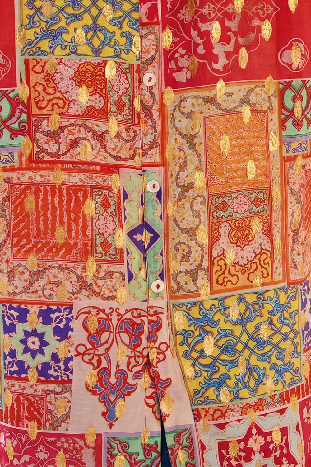 Red Foil Spot Patchwork Print Top, Image 5 of 4