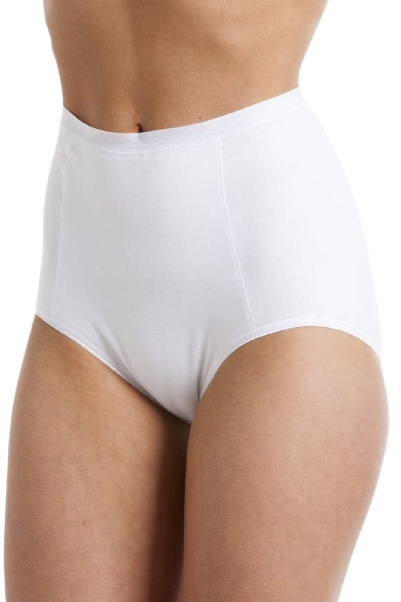 White Two Pack Hi- Waist Control Briefs, Image 5 of 5