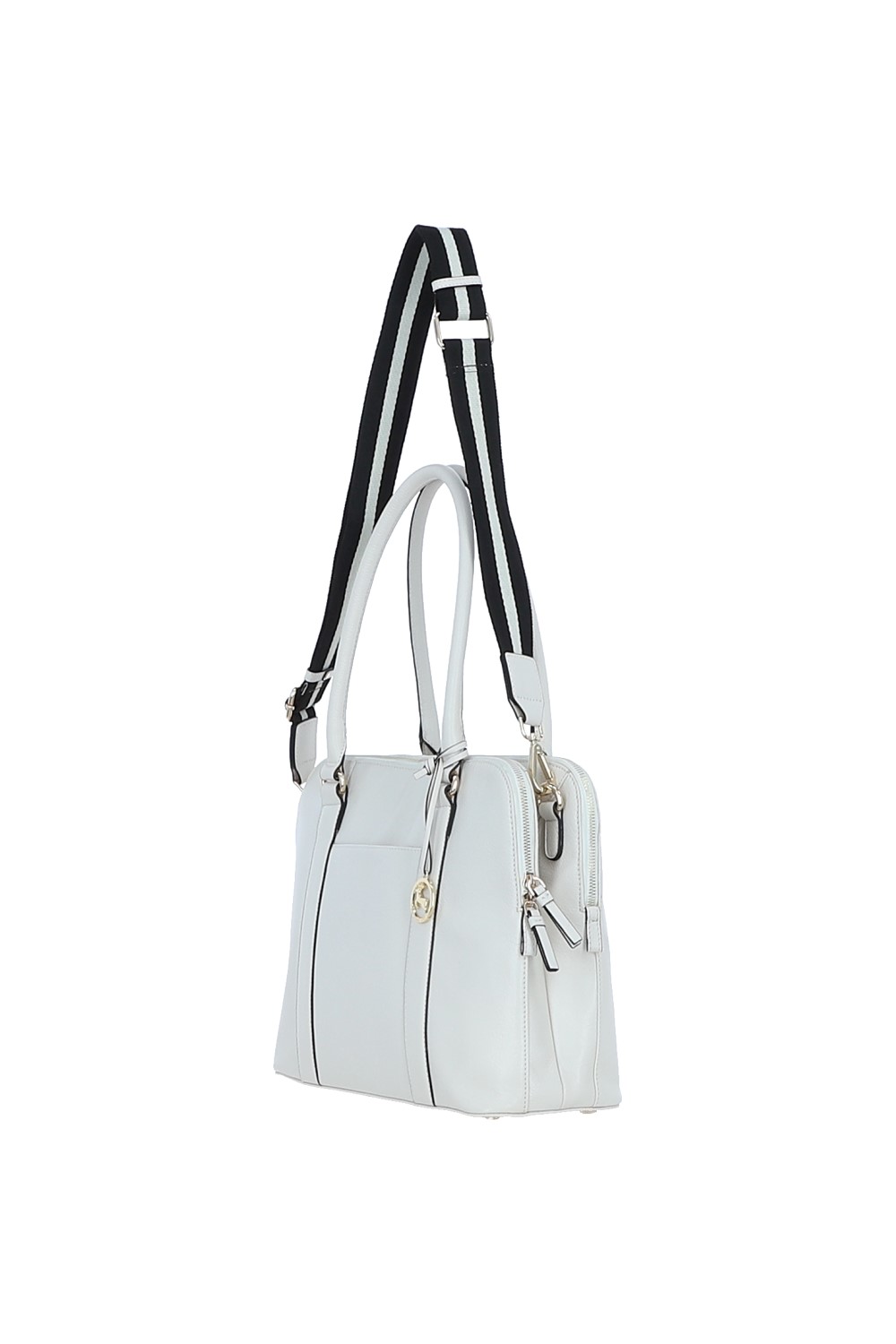 White Ashwood Leather White 'Cuore di Cuoio' 3 Section Large Leather Handbag, Image 3 of 4