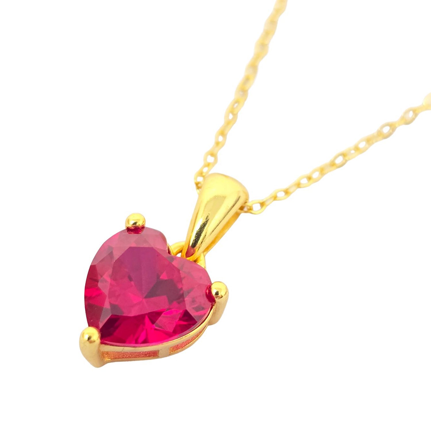 Gold Ruby July Birthstone Love Heart Pendant Necklace, Image 1 of 1