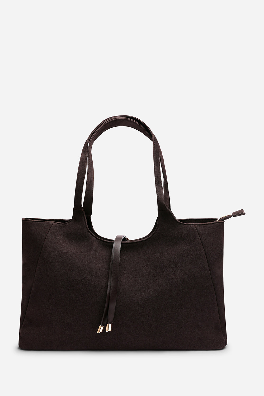 Dark Brown Where's That From Dark Brown Cabana Suede Shoulder Tote Bag, Image 3 of 7