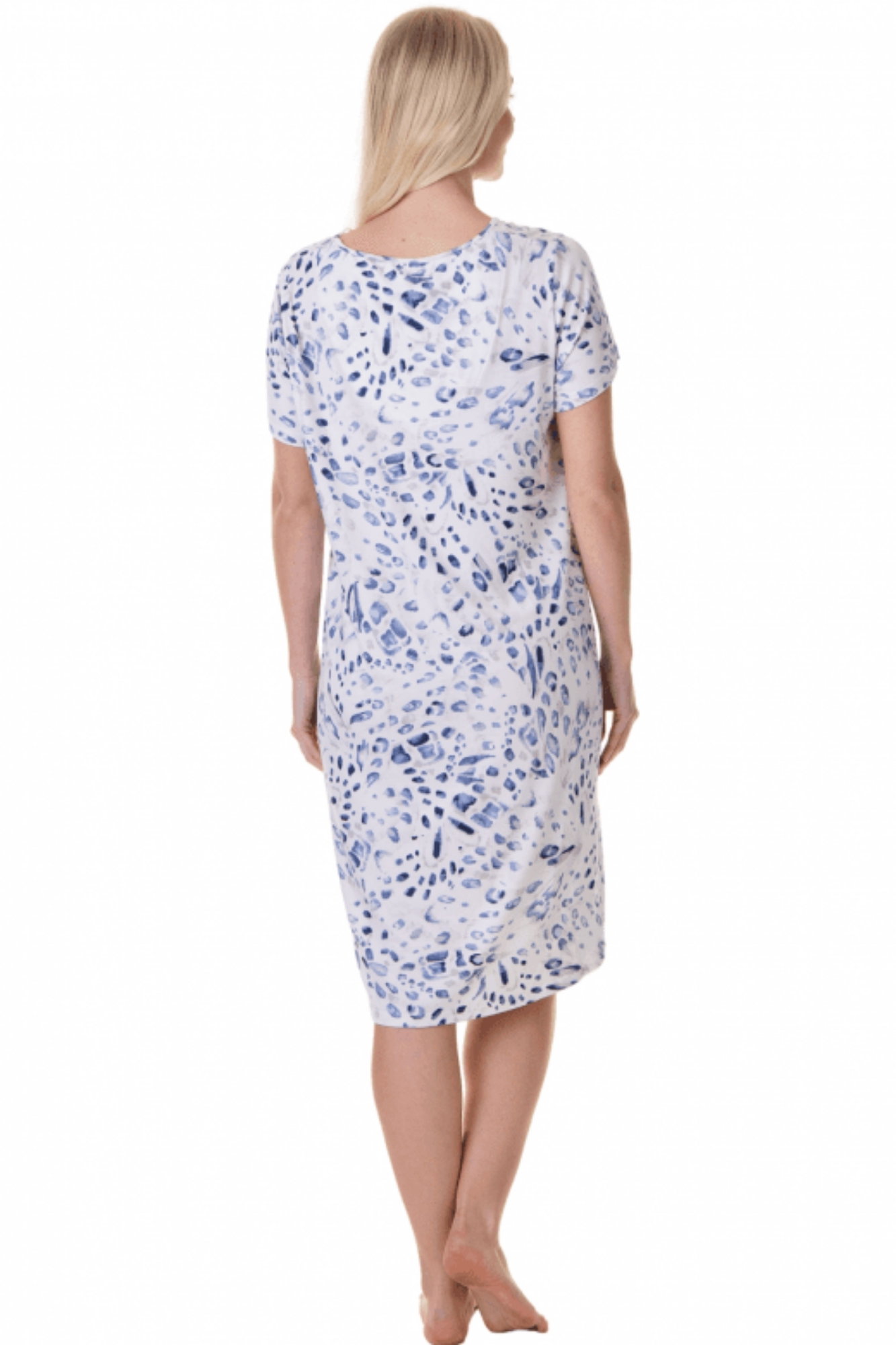 Blue Camille Lingerie Blue Lightweight Floral Print Nightdress, Image 3 of 5