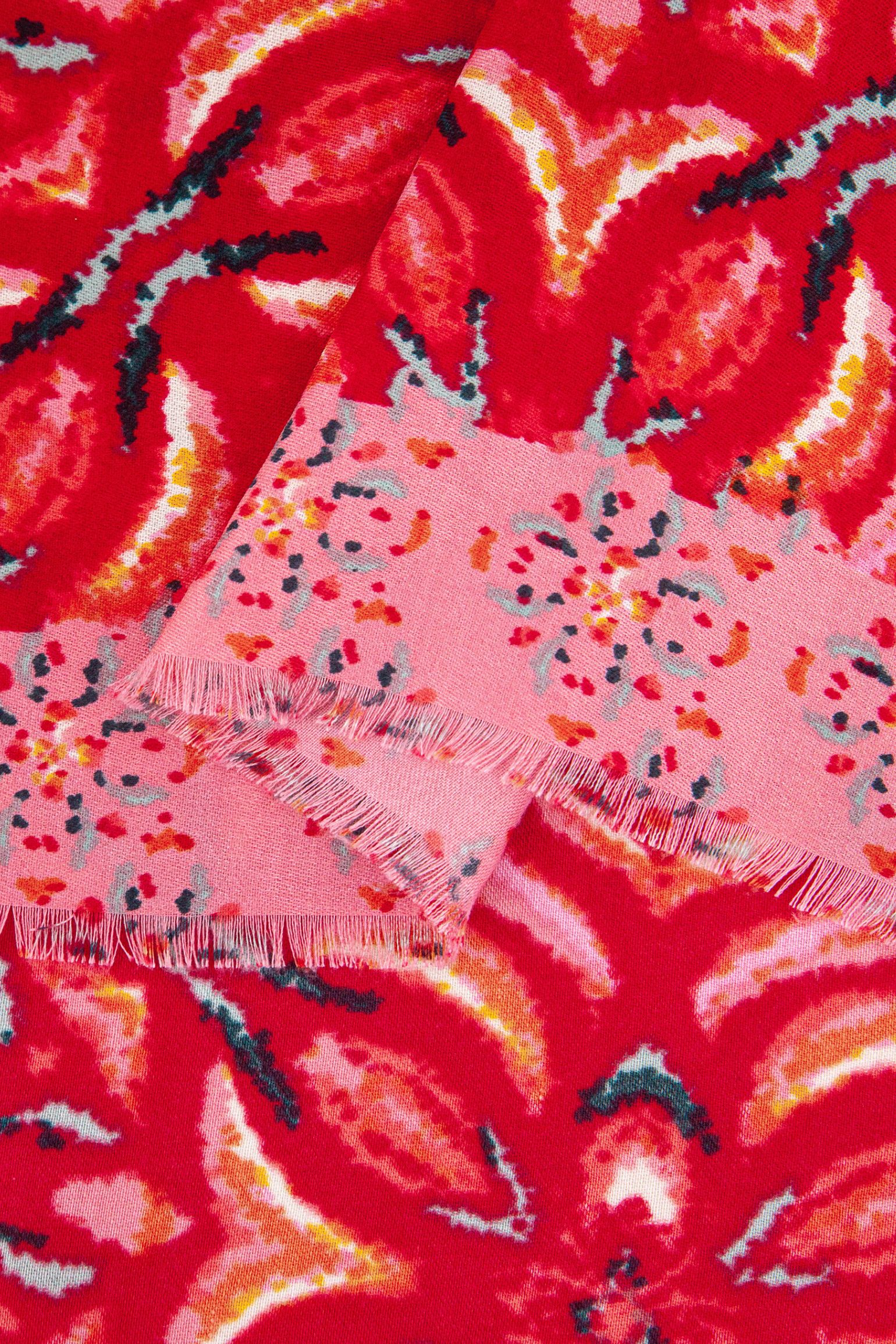 Red Floral Mosaic Lightweight Scarf, Image 2 of 3