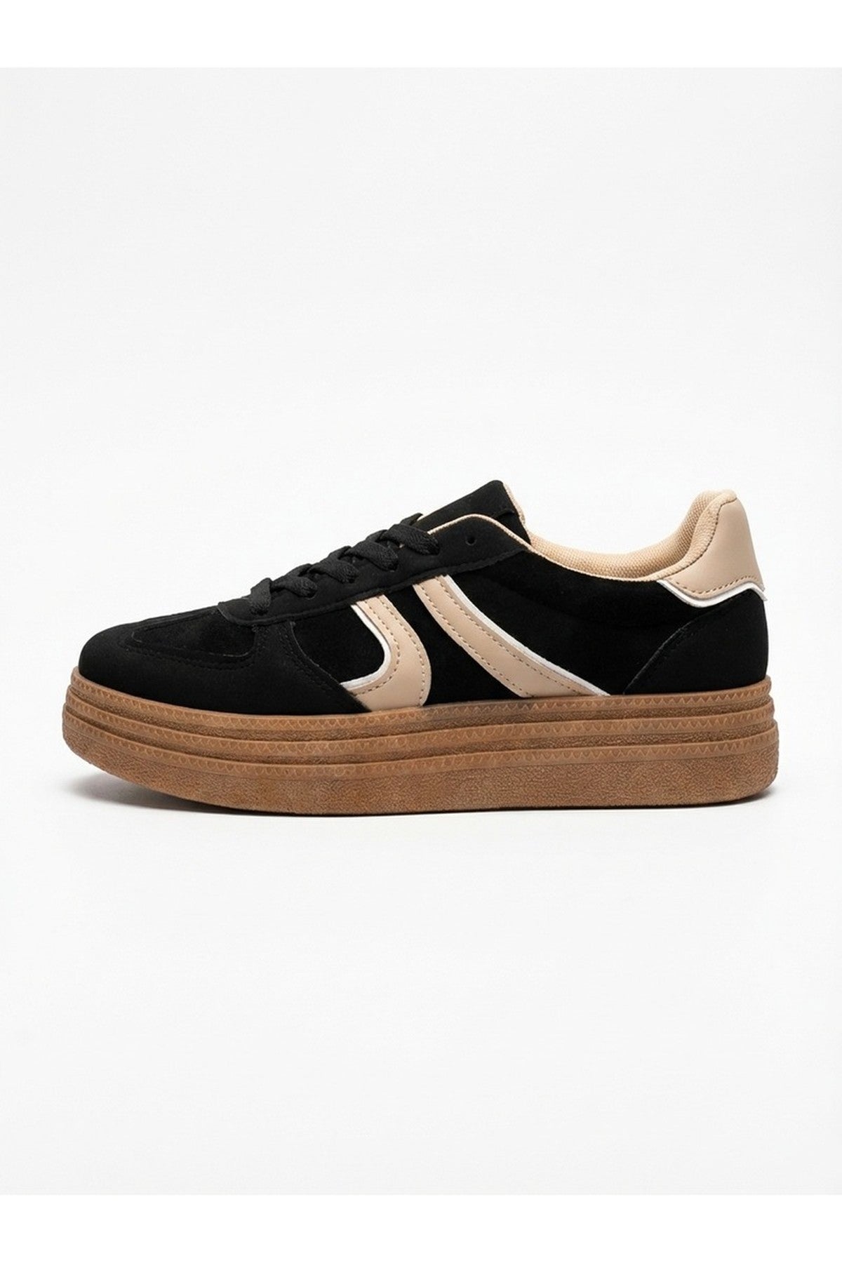 Black Zara Womens Stripe Detail Platform Trainers