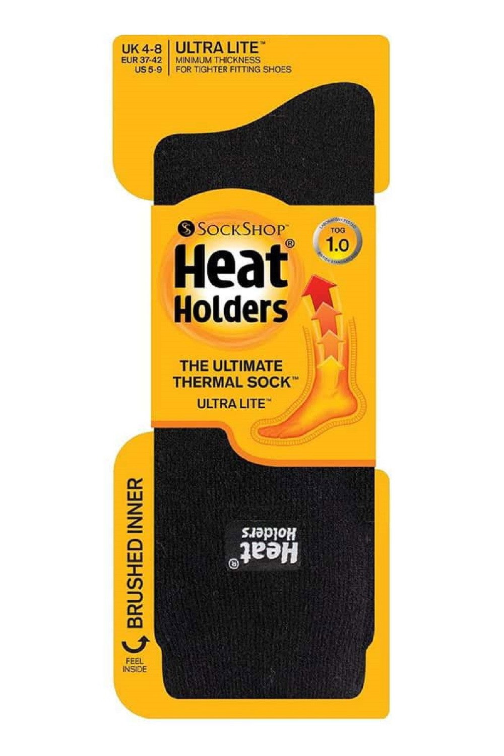 Black Ladies Ultra Lite Extra Thin 1.0 TOG Thermal Socks, Image 2 of 4