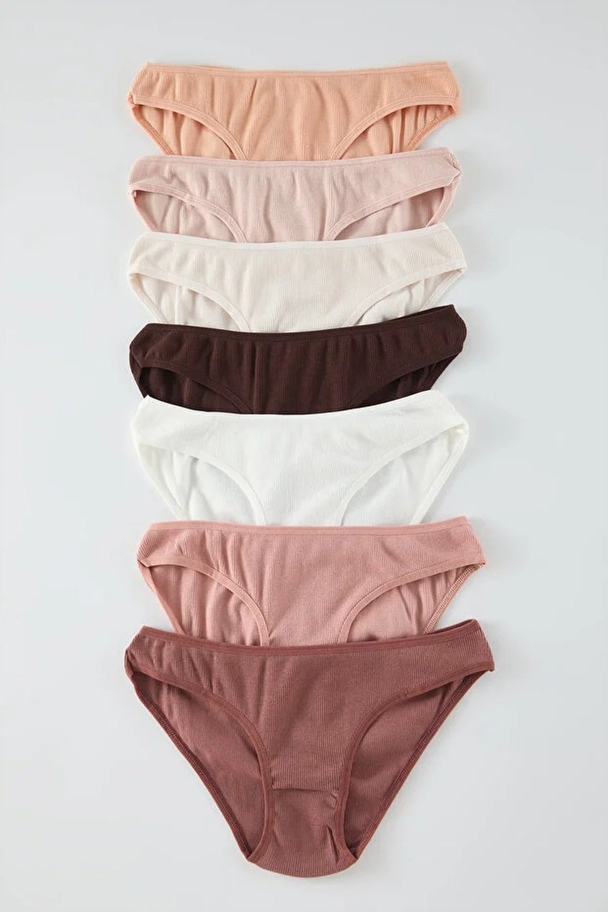 Multi 7 Pack Ribbed Knitted Bikini Briefs Multipack, Image 2 of 2