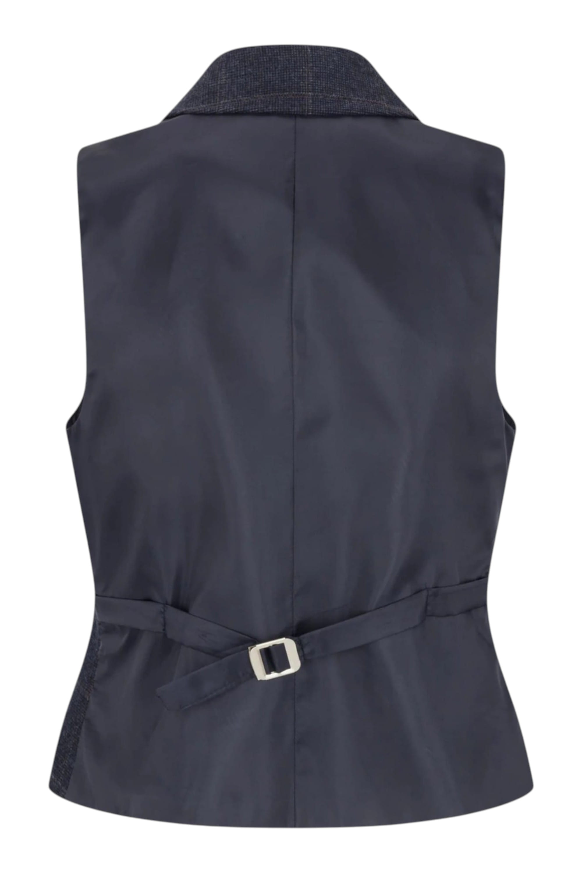 Navy Infinity Leather Navy Women's Navy Tweed Waistcoat, Image 4 of 4