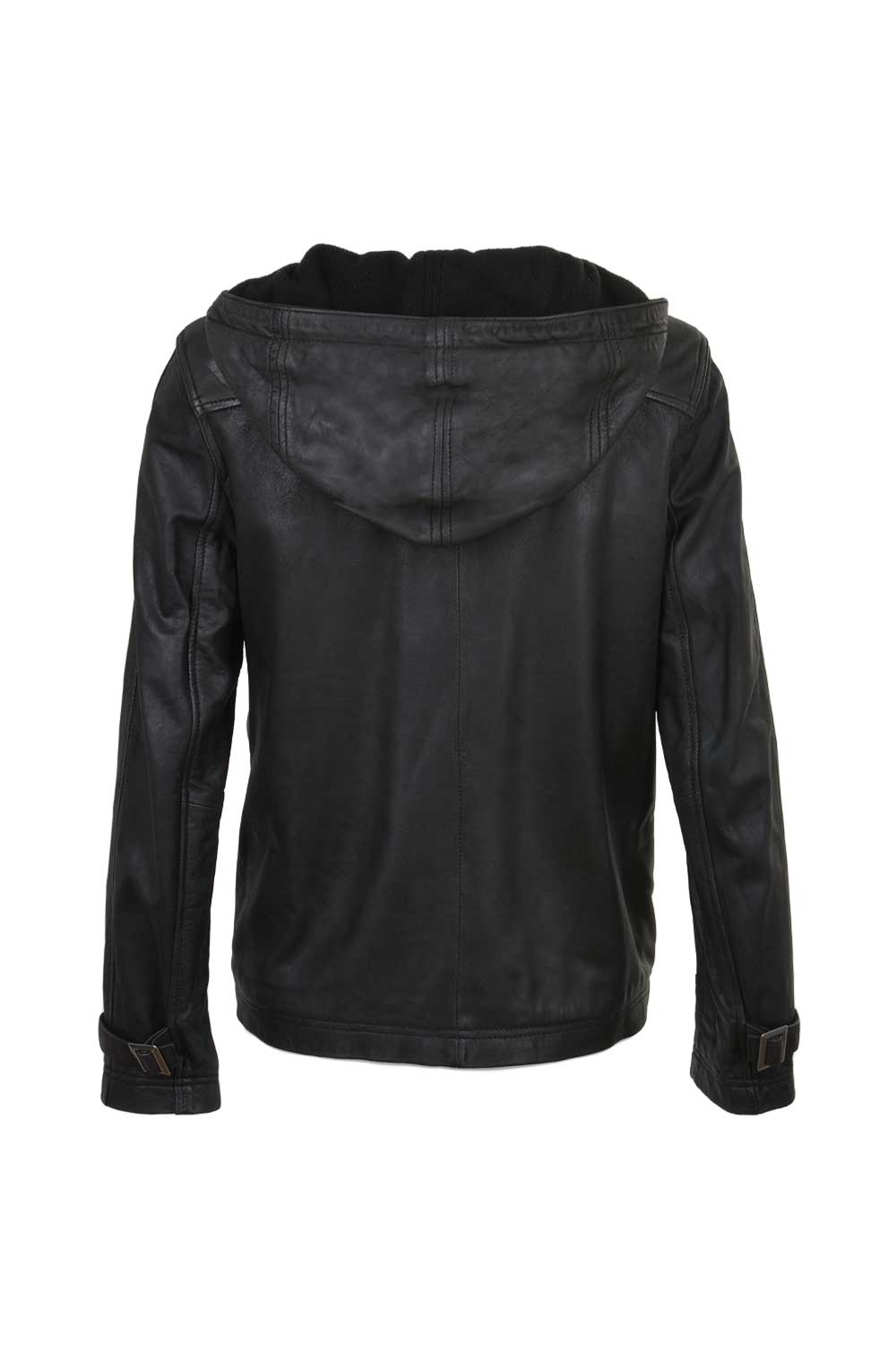 Black Ashwood Leather Black 'Nicola' Real Leather Hooded Jacket Women Coat, Image 4 of 5