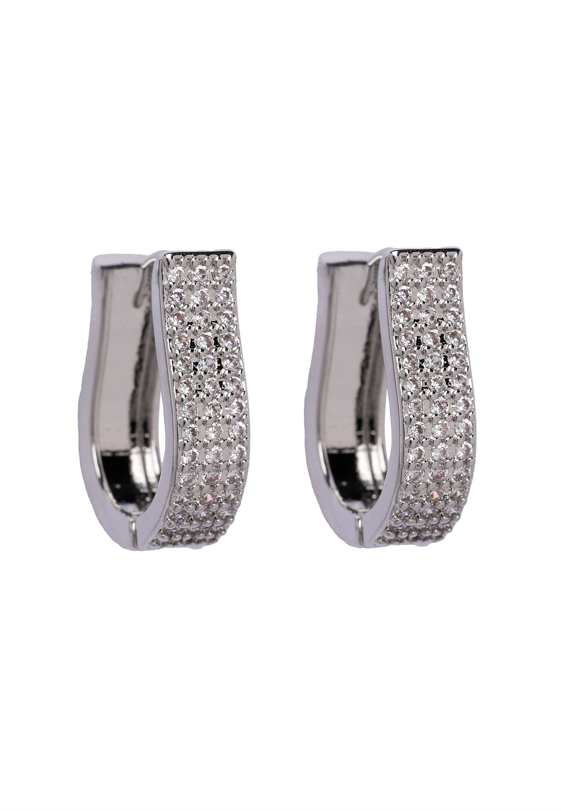 Metallic Radiant Rectangle Hoop Earrings