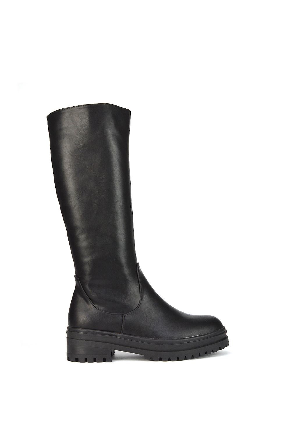 Black 'Maura' Chunky Sole Mid Calf Boots, Image 1 of 4