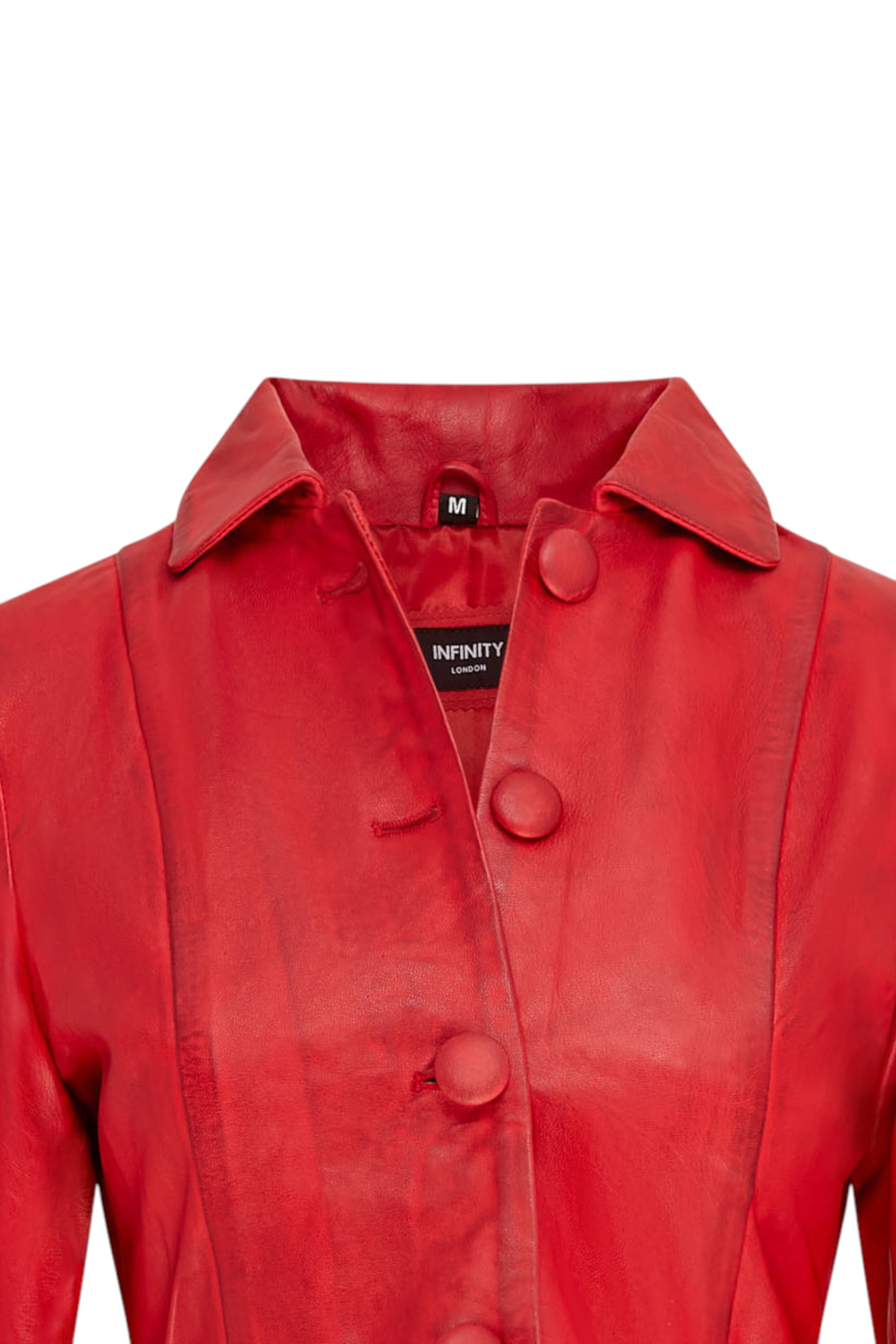 Red Goth Full Length Victorian Leather Coat, Image 5 of 6
