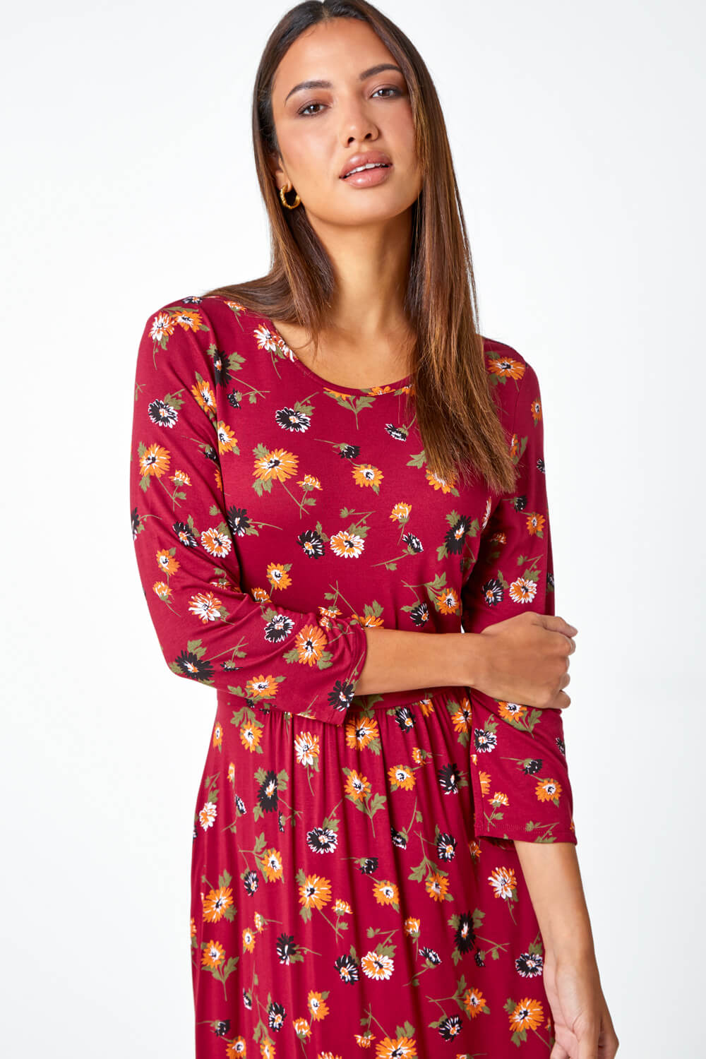 Clay Floral Print Dress w/ Pockets
