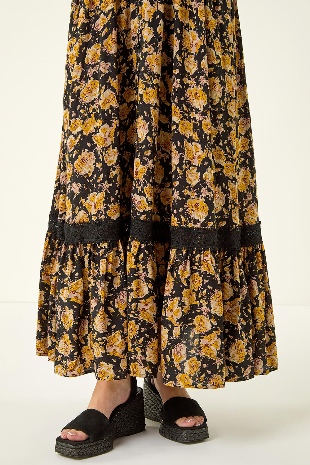Yellow Floral Buttoned Maxi Dress, Image 6 of 5
