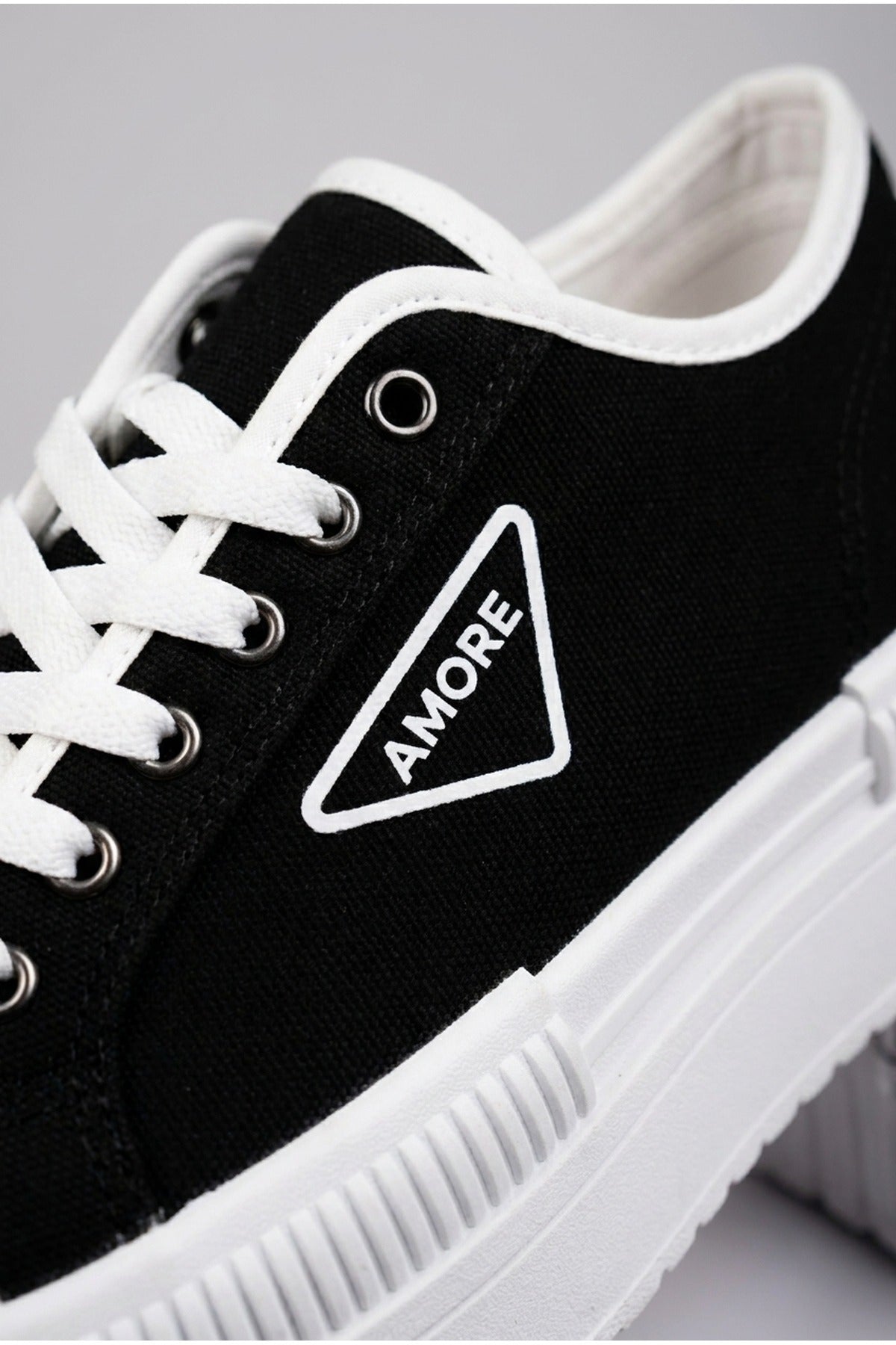 Black iKrush Black Constance Canvas Platform Lace Up Trainers, Image 3 of 5