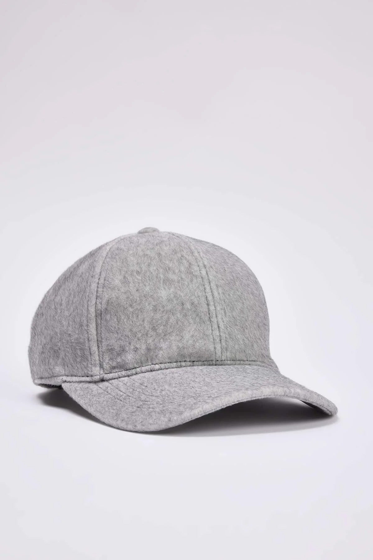 Grey Brushed Cashmere Panelled Baseball Cap, Image 1 of 3