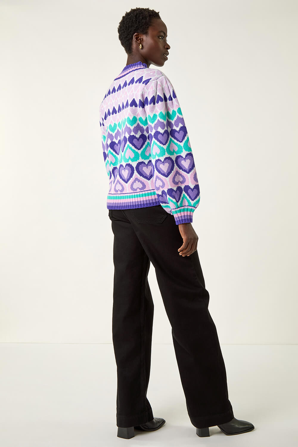 Lilac Heart High Neck Knit Jumper , Image 5 of 8