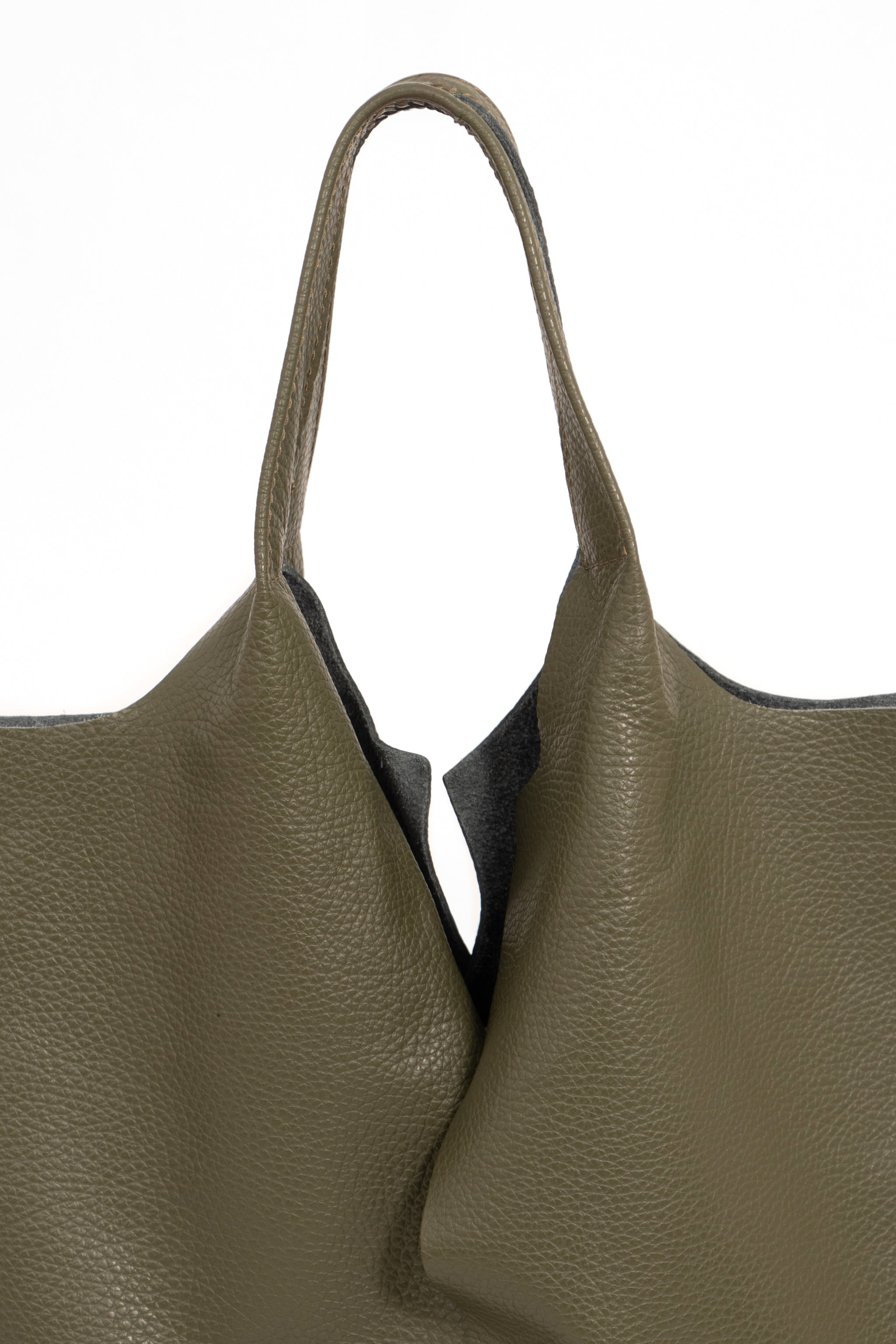 Khaki Italian Leather Shoulder Bag, Image 4 of 4
