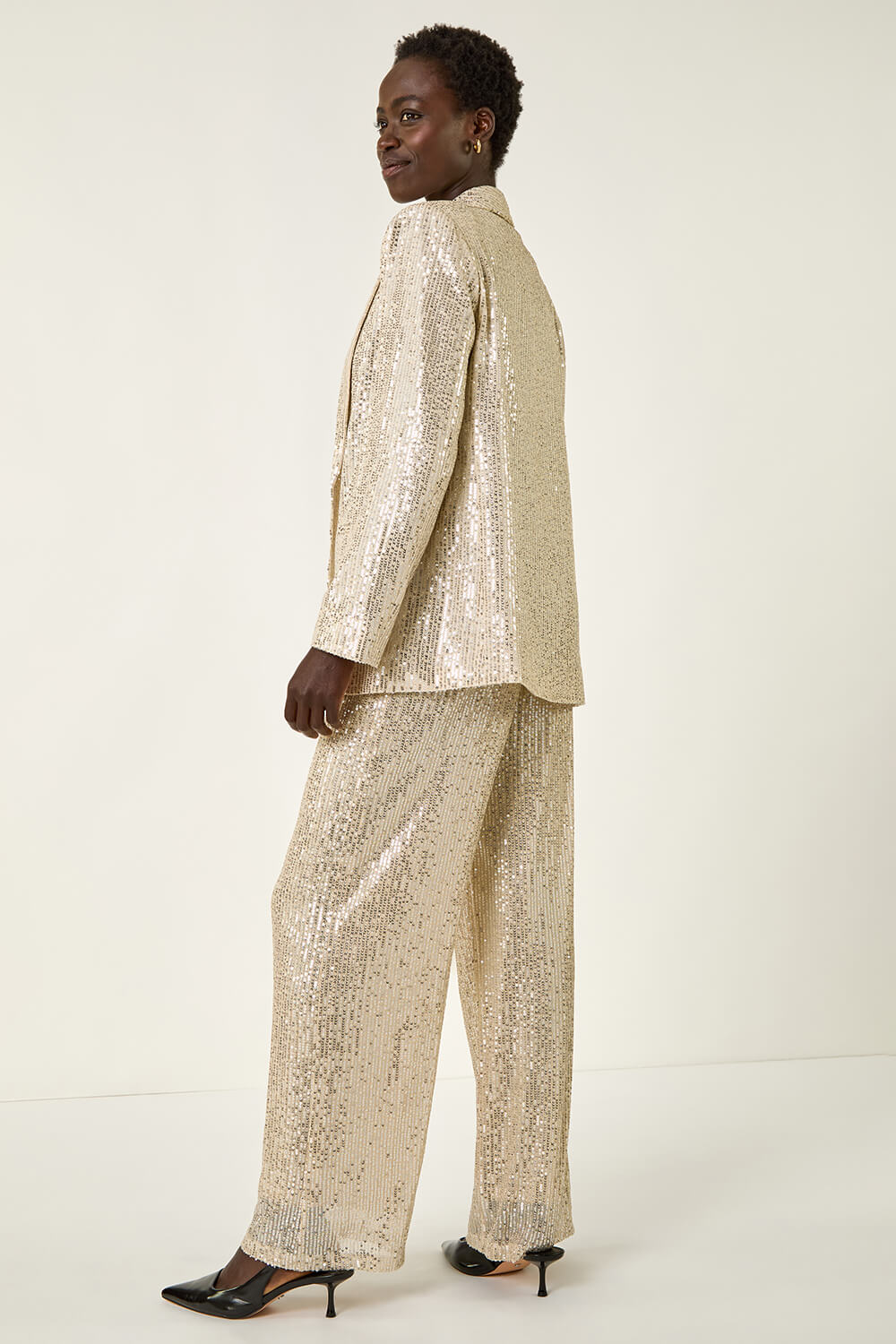 Champagne Relaxed Sequin Blazer, Image 6 of 6