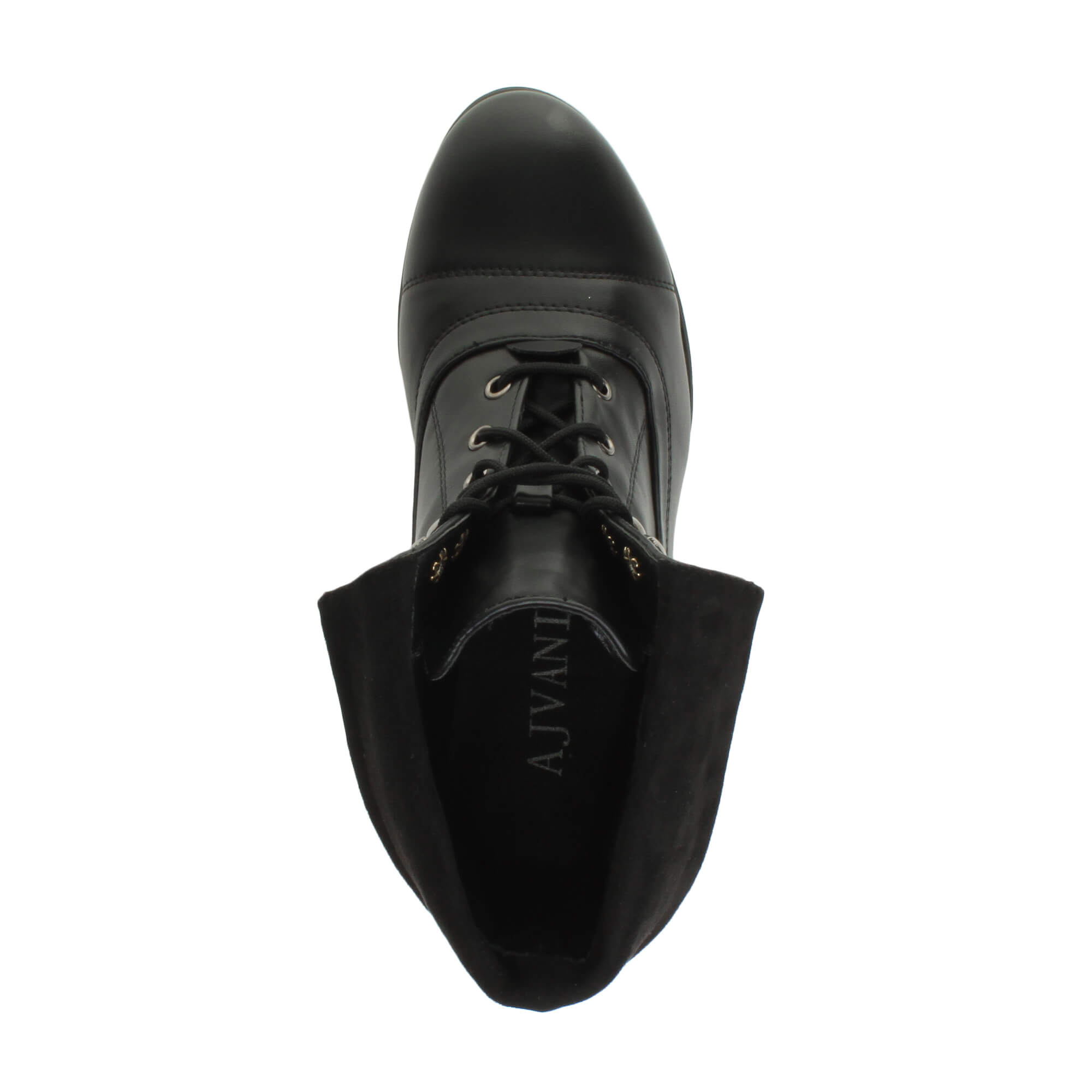 Black Mid Cuban Heel Pixie Lace Up Granny Ankle Boots, Image 7 of 8