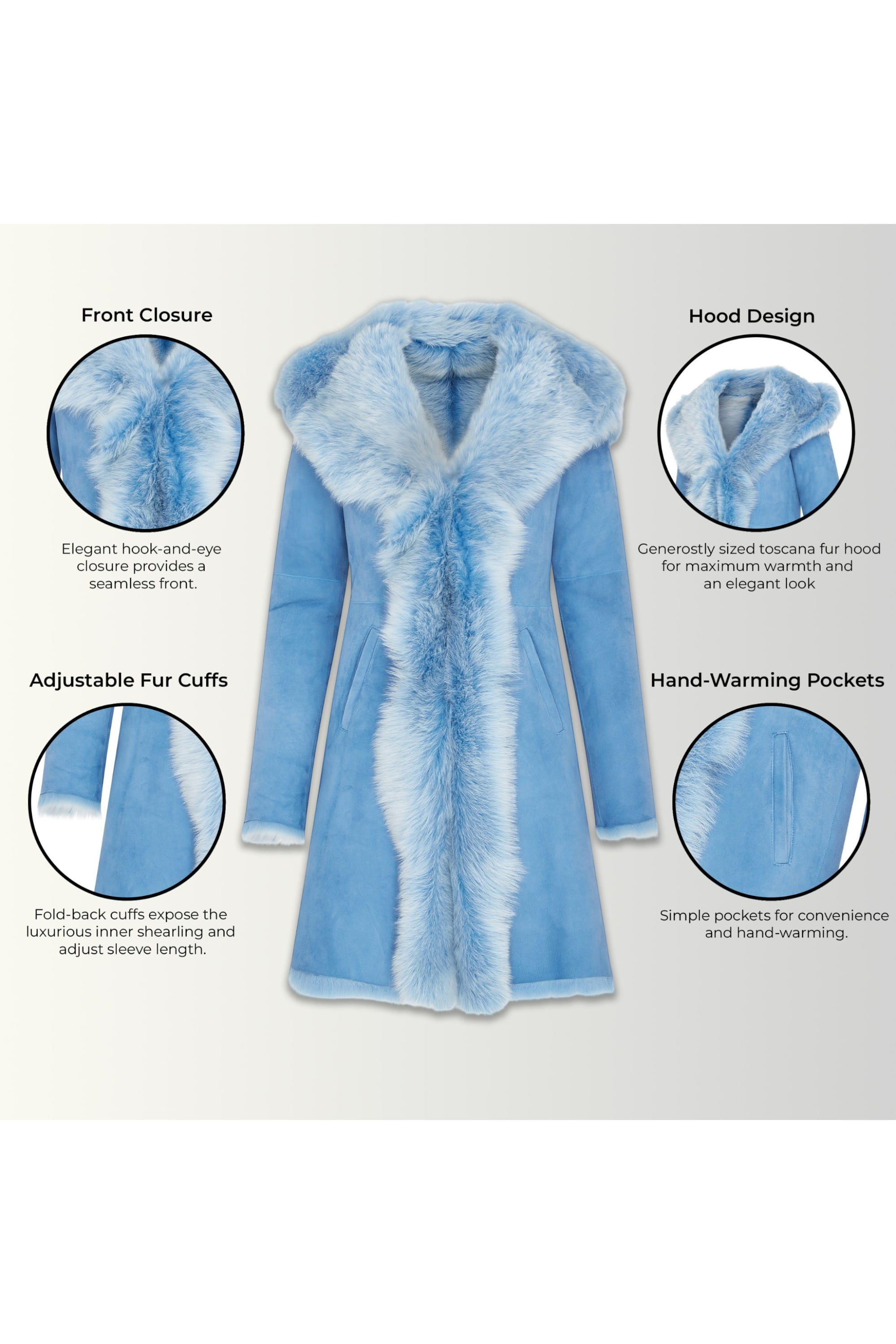 Sky Blue Toscana Sheep Leather Suede Trench Coat, Image 3 of 6