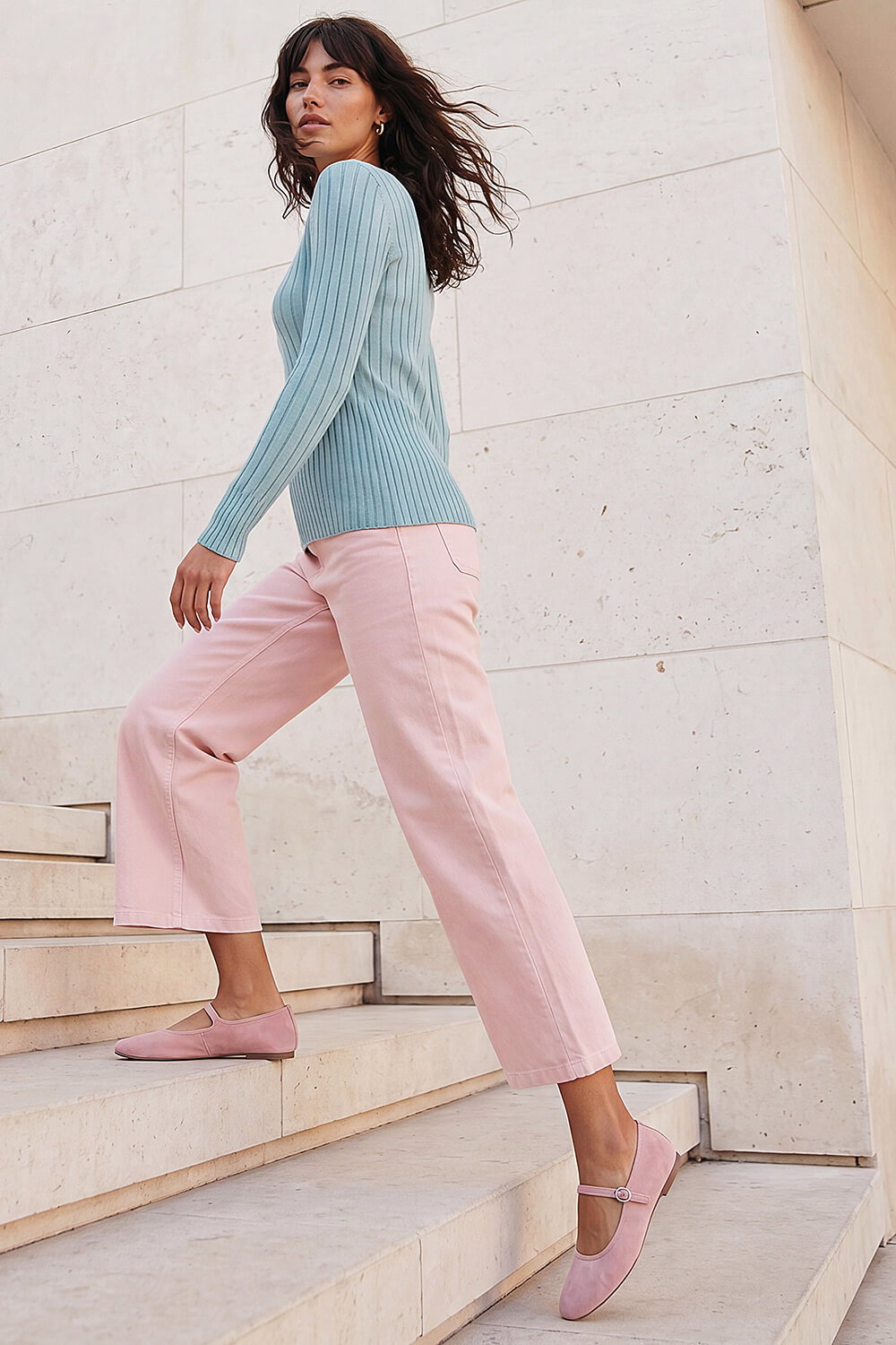 Teal Soft Ribbed Knit Top, Image 4 of 5