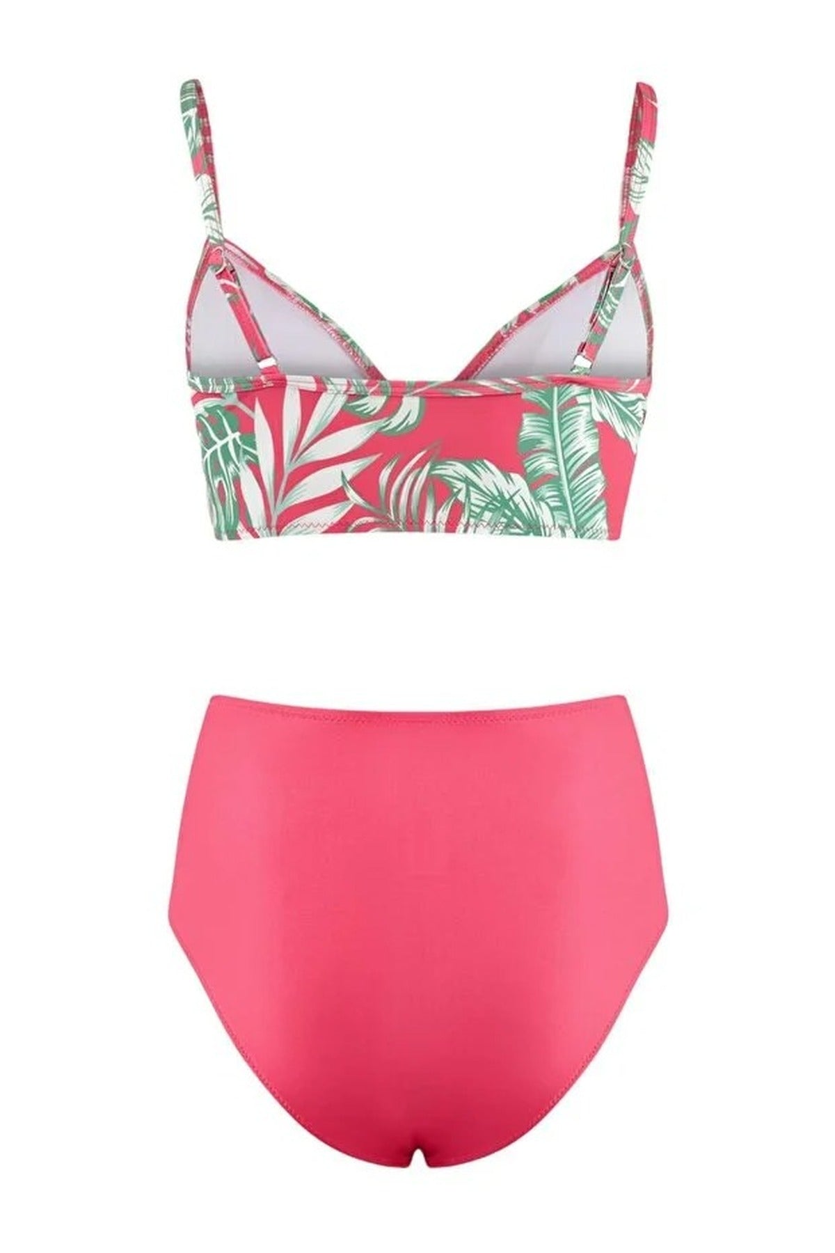 Multi WOVCOR Multi Tropical Print Draped High Waisted Bikini Set, Image 2 of 2