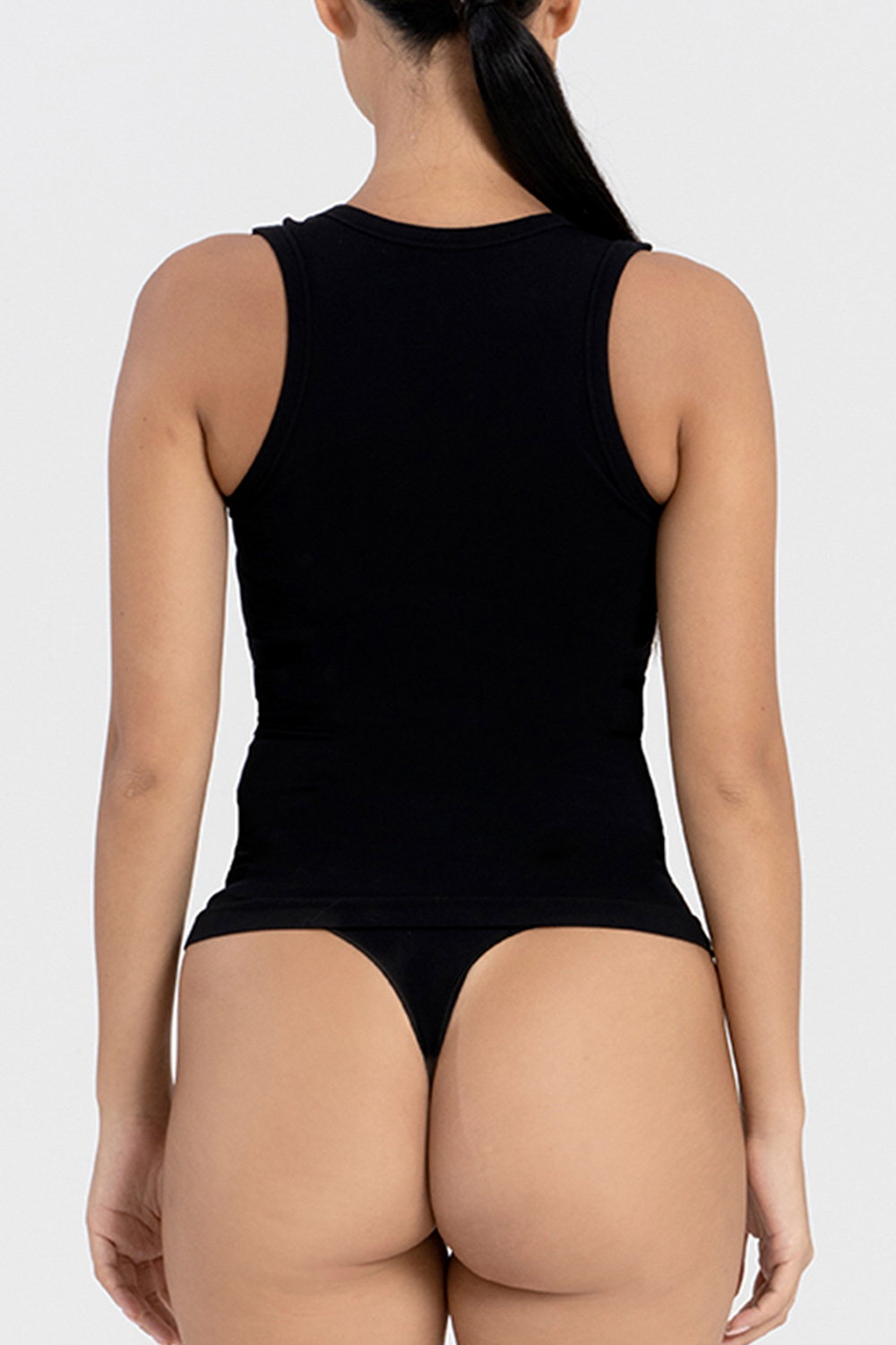 Black Scoop Neck Sculpting Tank Stretch Fit, Image 5 of 5