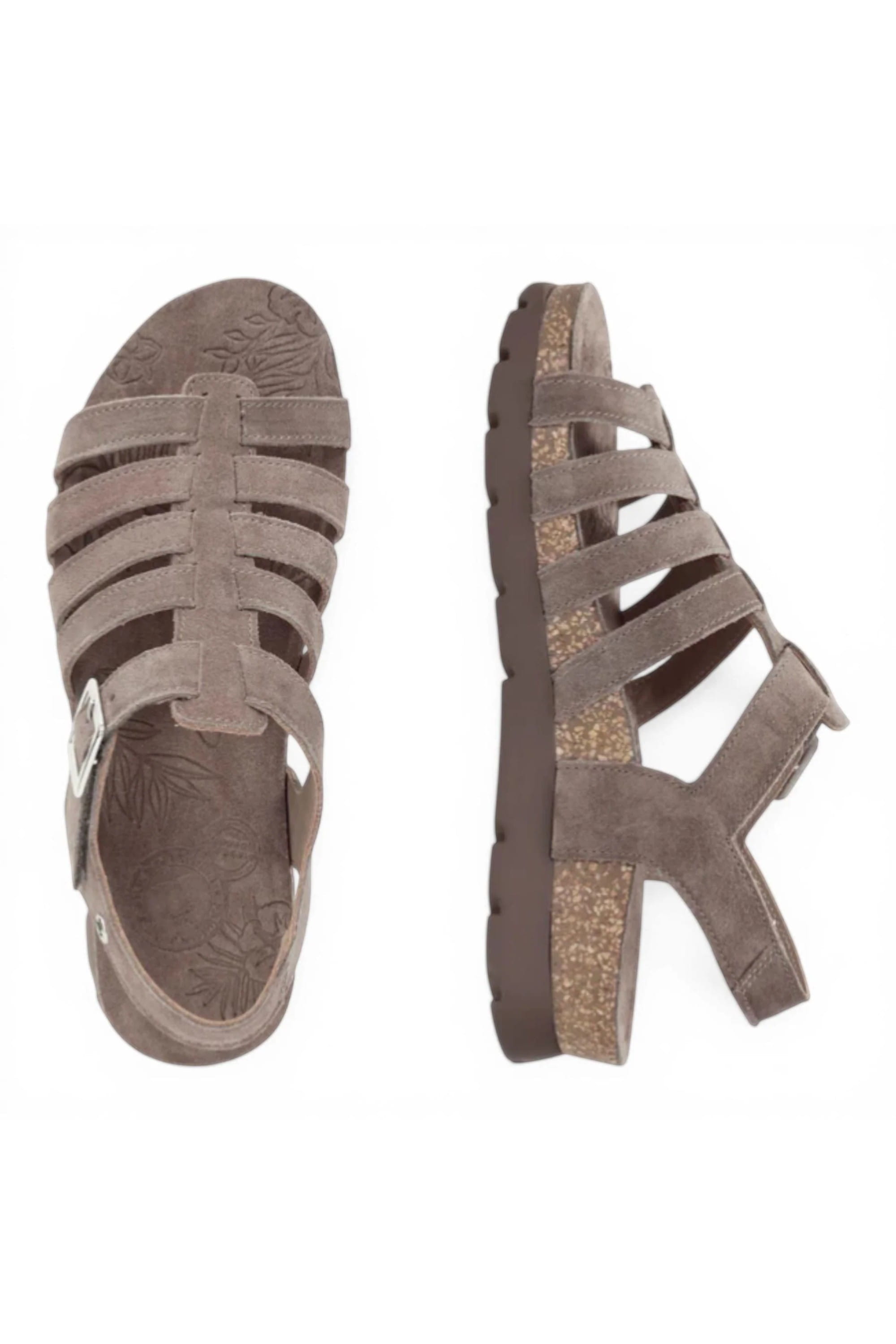 Grey Womens Suede Wedge Sandals - Sasha B6, Image 4 of 8