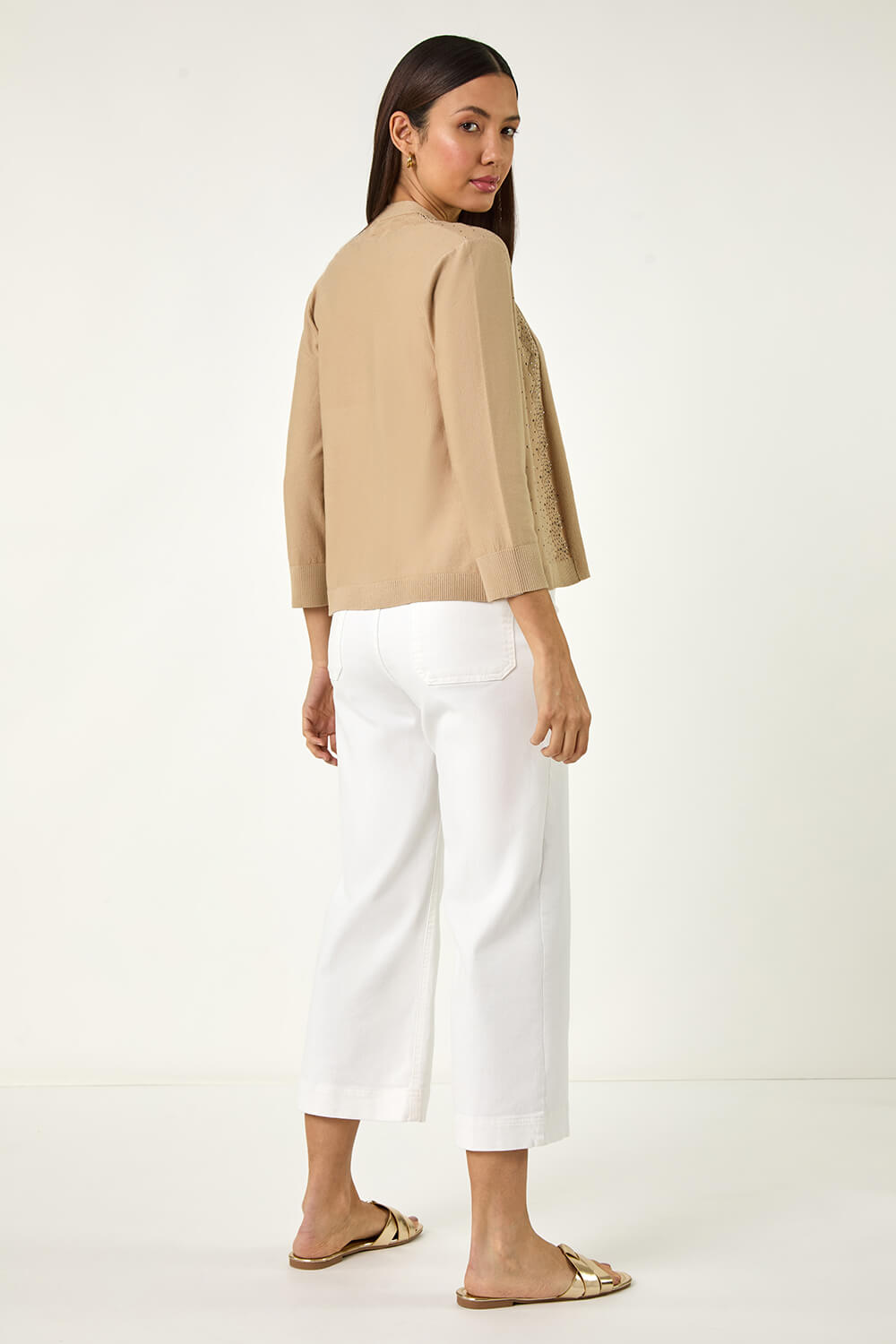 Beige Sparkle Hotfix Knit Shrug, Image 4 of 5
