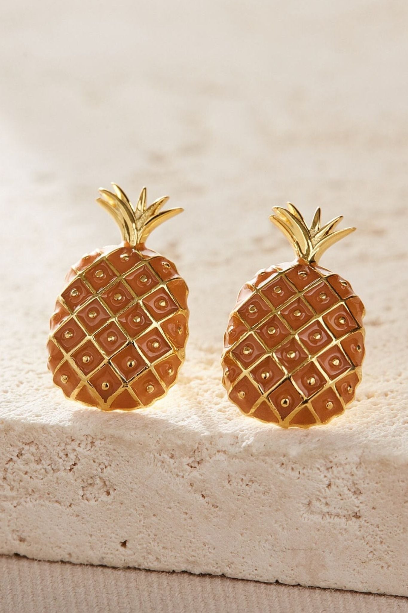 Gold Mia Gioielli Gold Sterling Silver Pineapple Fruit Studs, Image 3 of 3