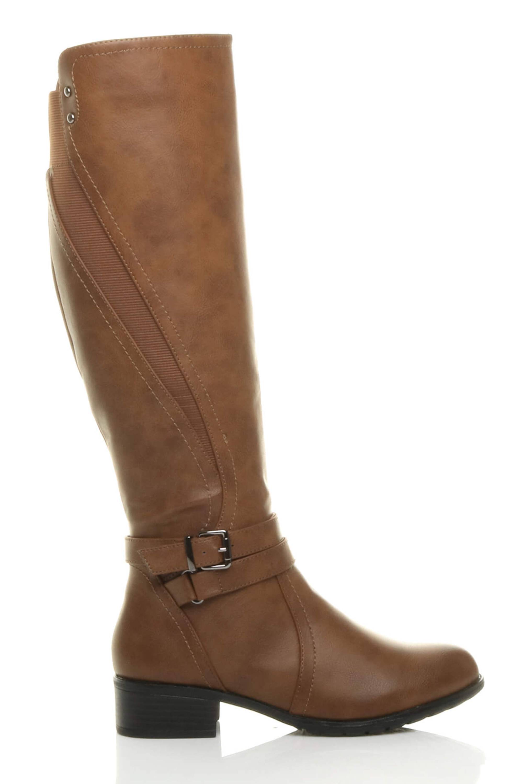 Camel AJVANI Camel Zip Military Biker Style Knee Riding Boots, Image 1 of 6