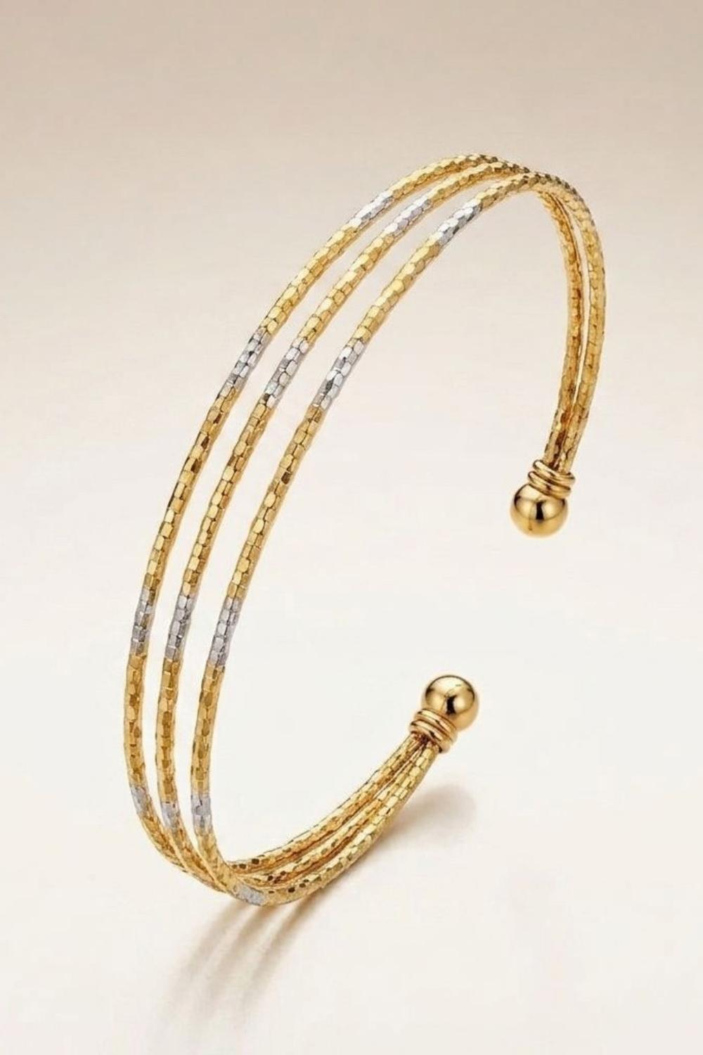 Gold Dual-Tone Triple-Strand Cuff Bracelet, Image 1 of 2