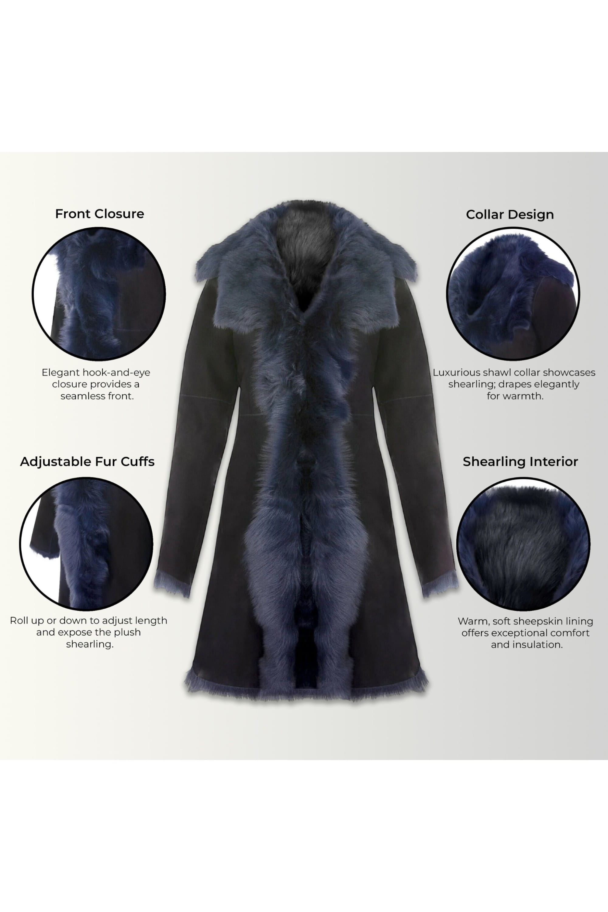 Navy Toscana Sheepskin Suede Trench Coat, Image 3 of 7