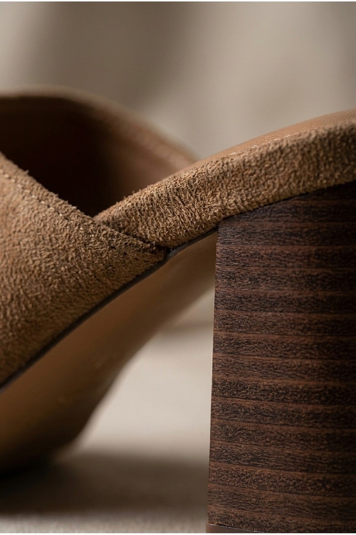 Taupe iKrush Taupe Rosa Womens Square Toe Block Heel Mules, Image 4 of 8
