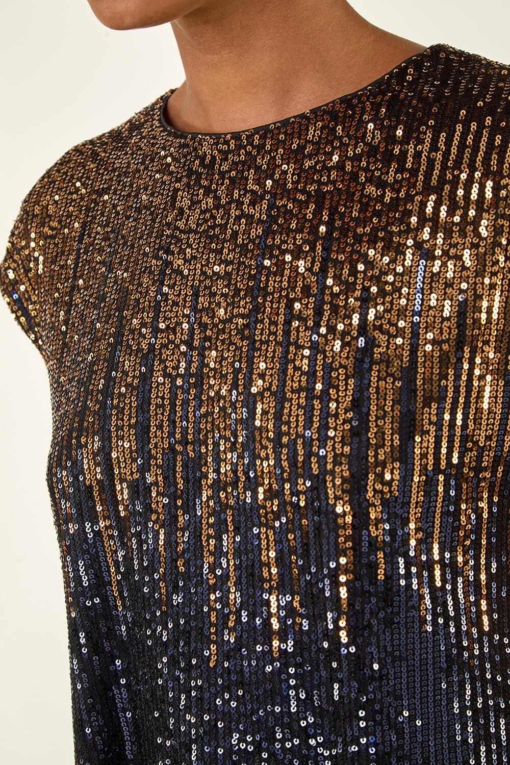 Gold Ombre Sequin Tunic Top, Image 7 of 6