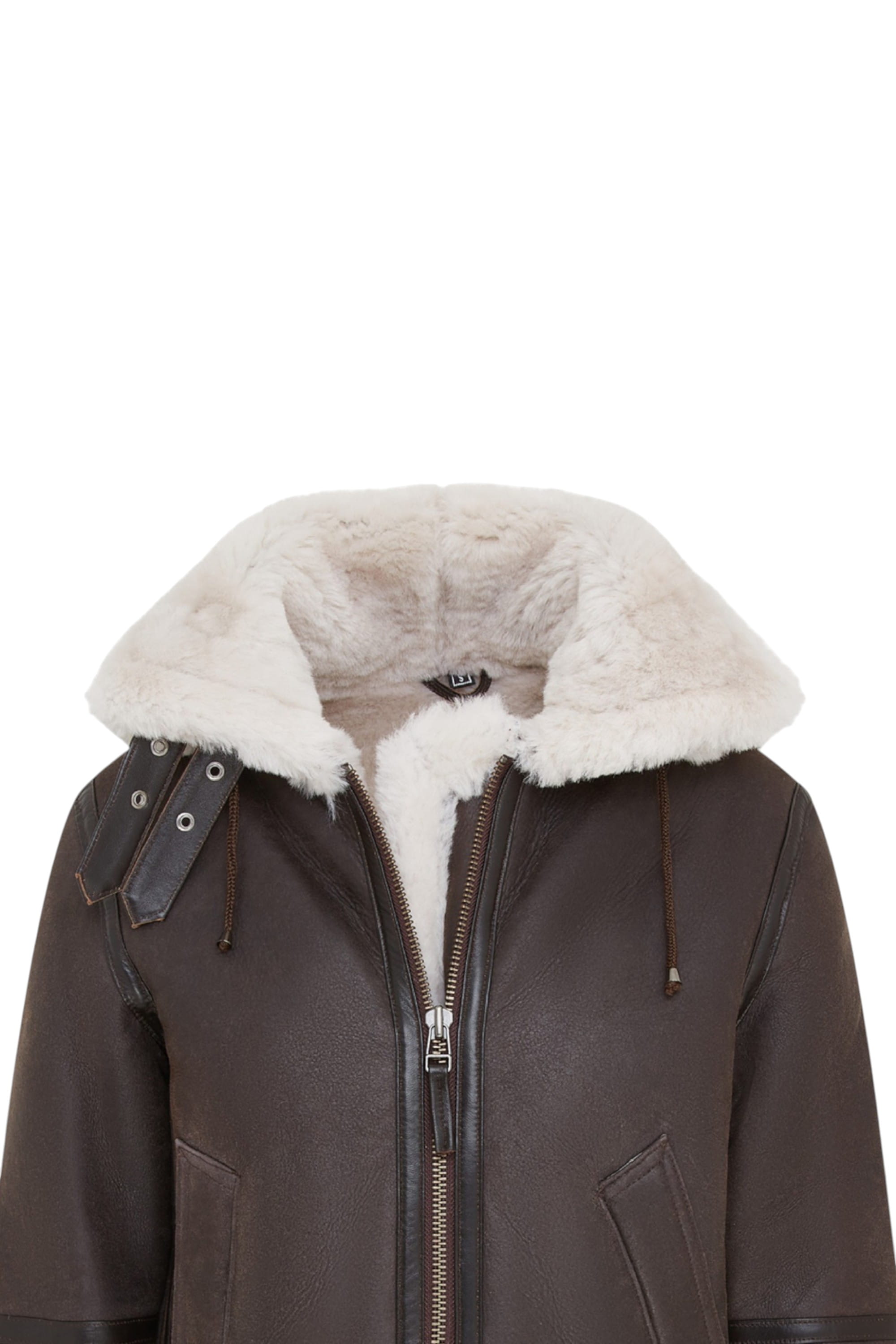 Dark Brown Sheep Leather Hood Flying Bomber Jacket, Image 6 of 8