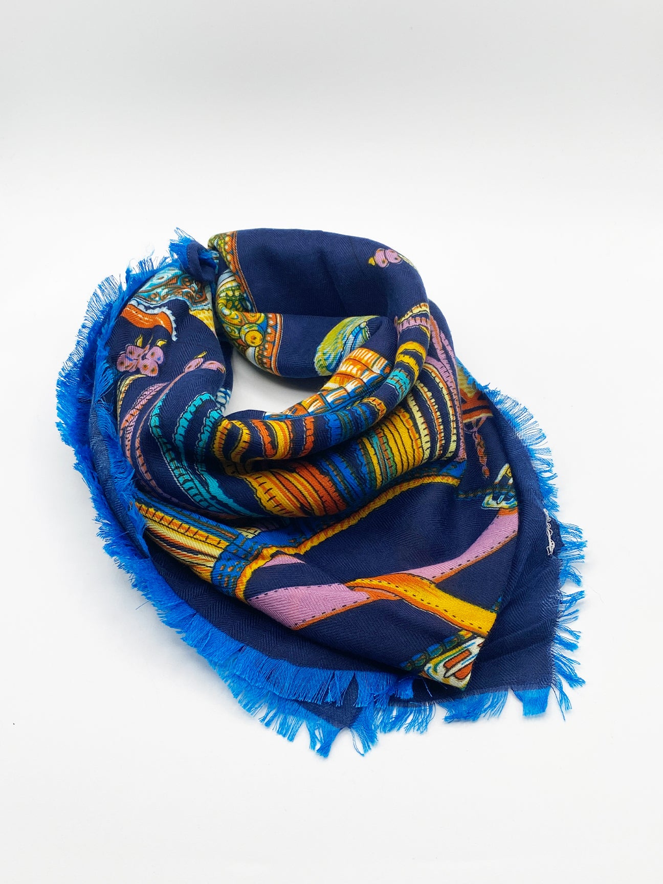 Blue Multi Print Scarf, Image 2 of 3