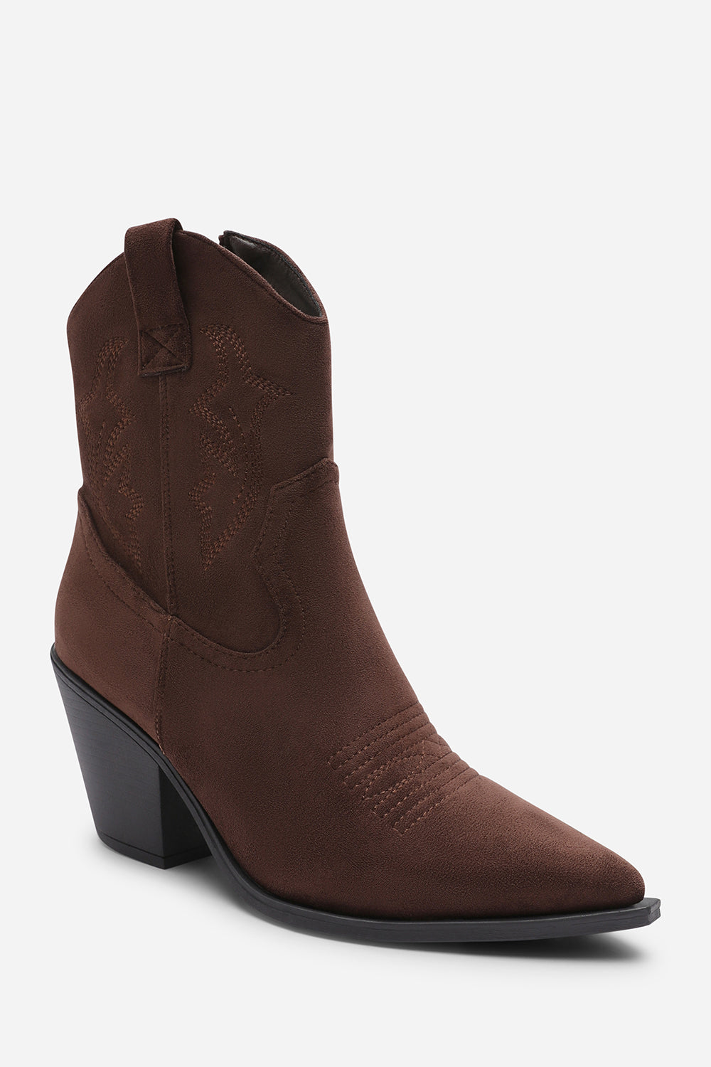 Brown Seraphina Cowboy Ankle Boots Block Heel, Image 2 of 6