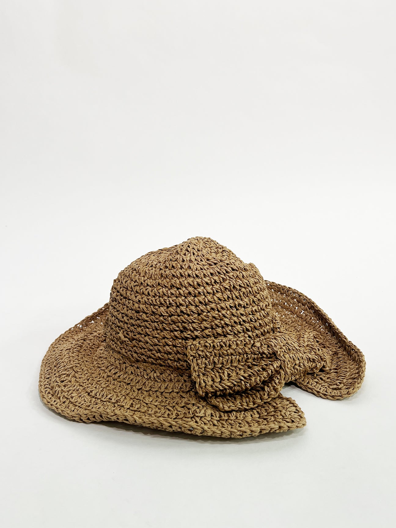 Beige Bowknot Straw Sun Hat, Image 3 of 4