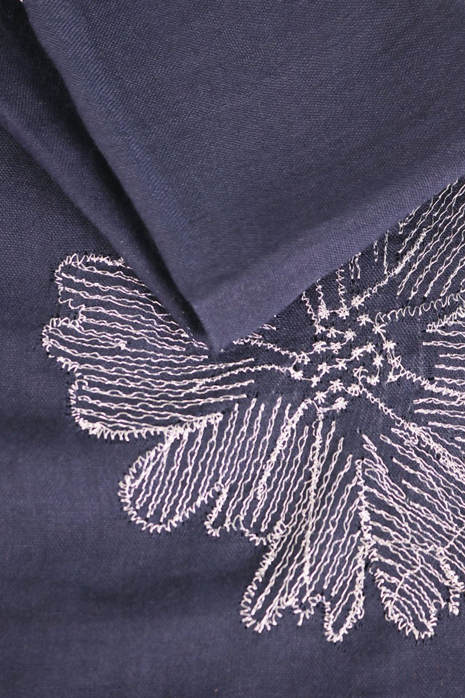 Navy Blue Embroidered Floral Lightweight Scarf, Image 3 of 3