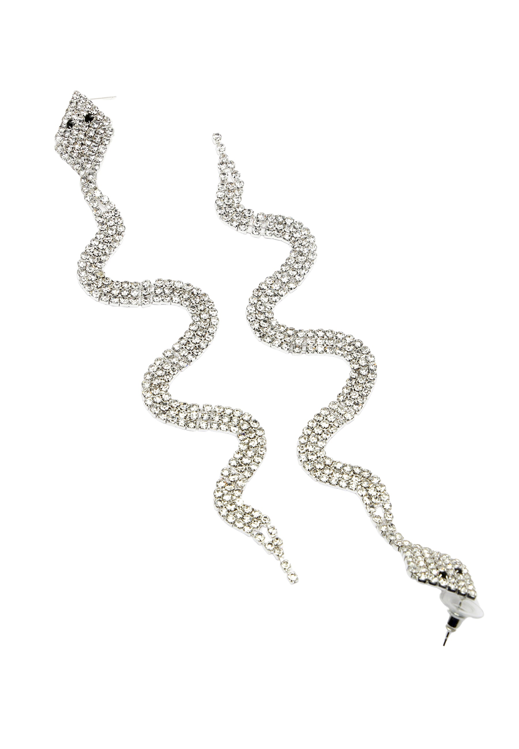 Silver Diva Collection Gleaming Snake Dangle Earrings, Image 3 of 5