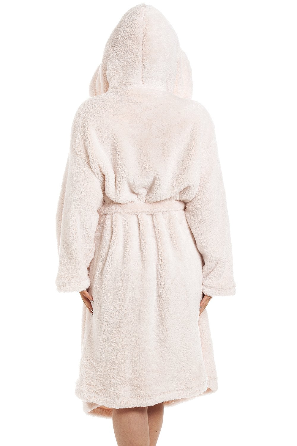 Light Pink Camille Lingerie Light Pink Supersoft Fleece Hooded Bathrobe, Image 2 of 4