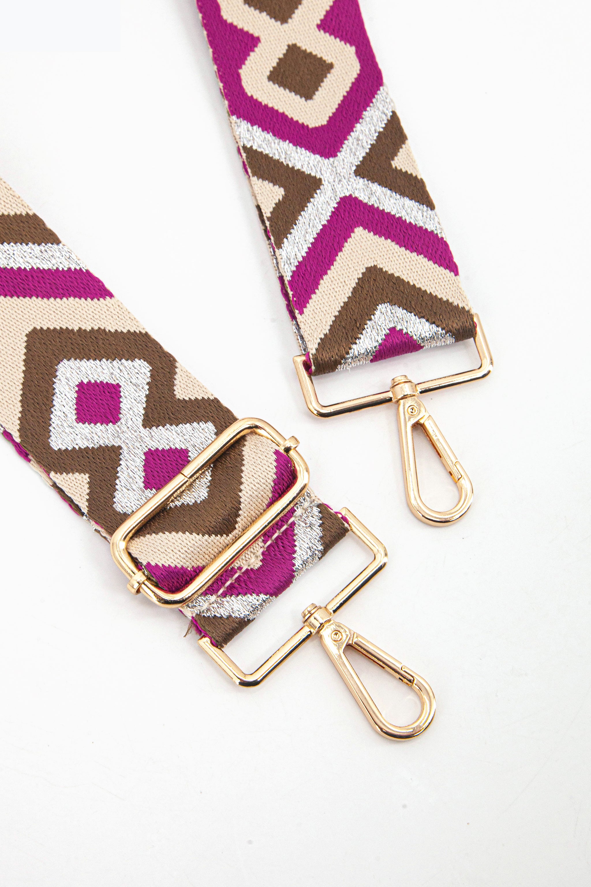 Taupe Metallic Aztec Woven Bag Strap, Image 2 of 4