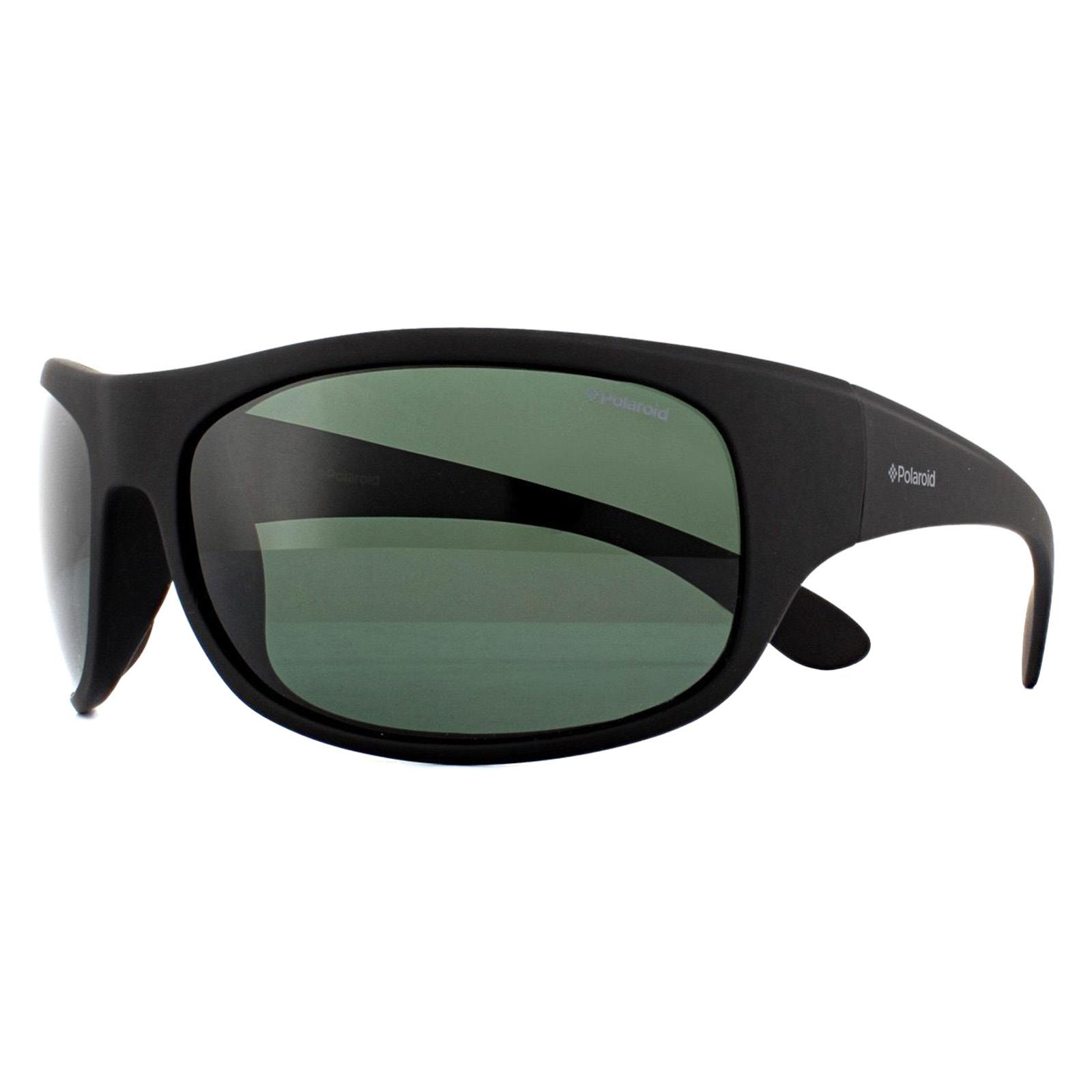 Black Sport Wrap Black Green Polarized Sunglasses, Image 2 of 4
