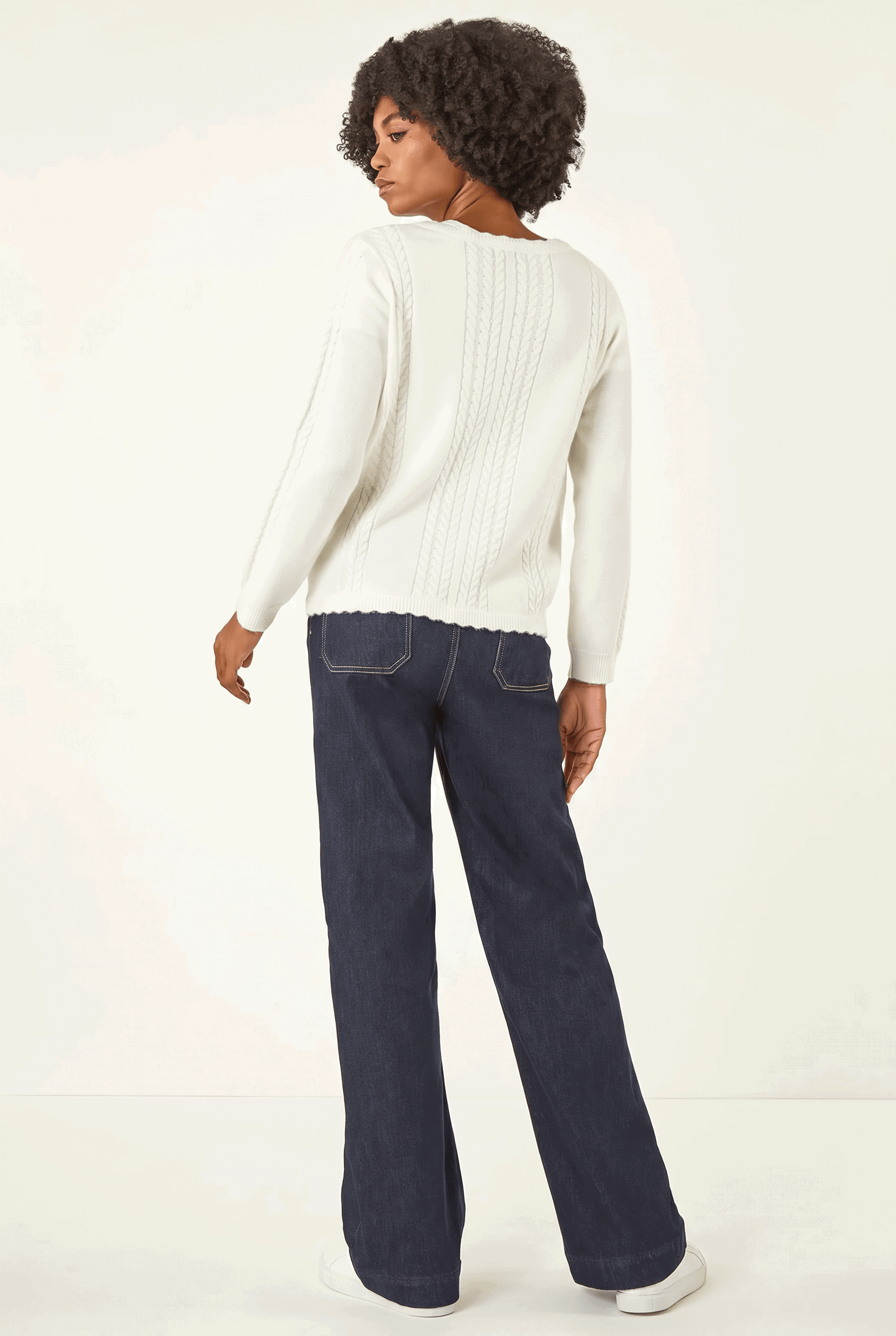 Ivory Bow Front Buttoned Knit Cardigan, Image 4 of 5