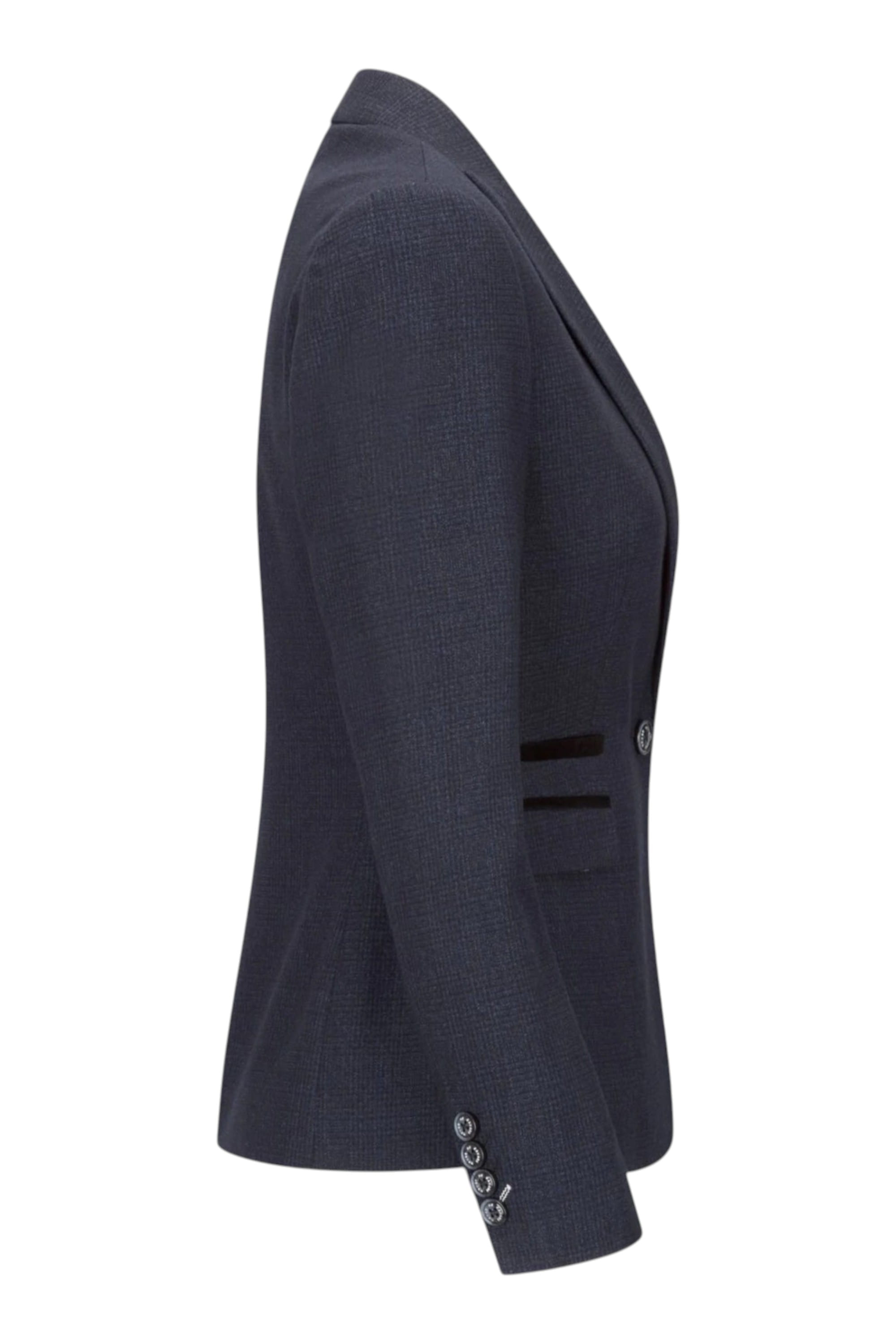 Navy Women's Tweed Navy Check Blazer Wool Jacket, Image 3 of 4