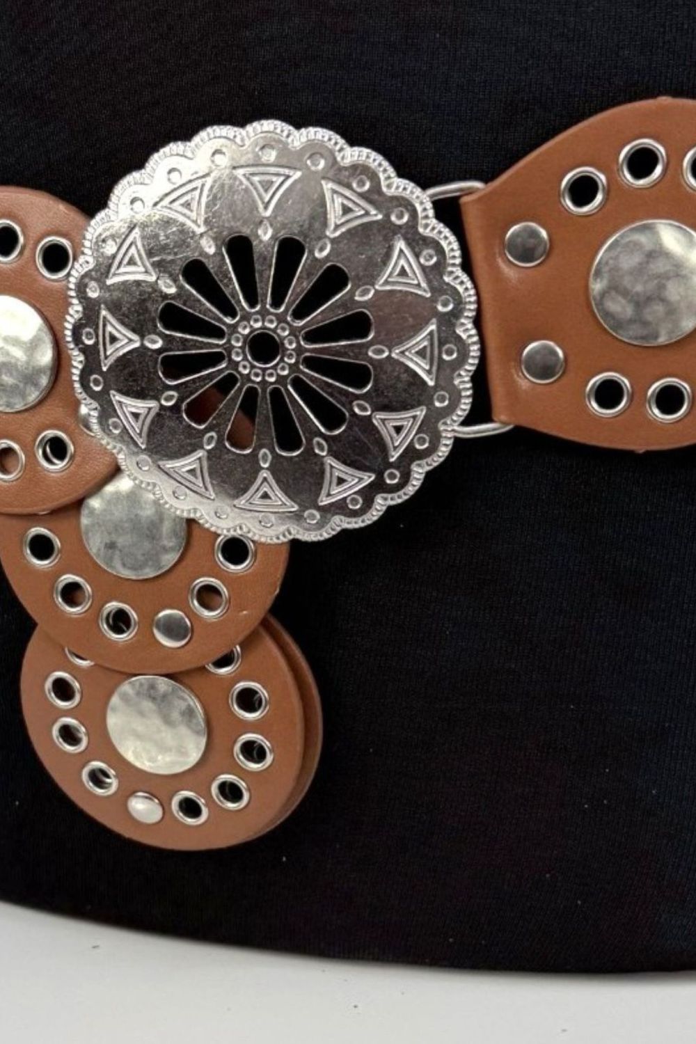 Tan Large Eyelet Disc Belt, Image 2 of 2