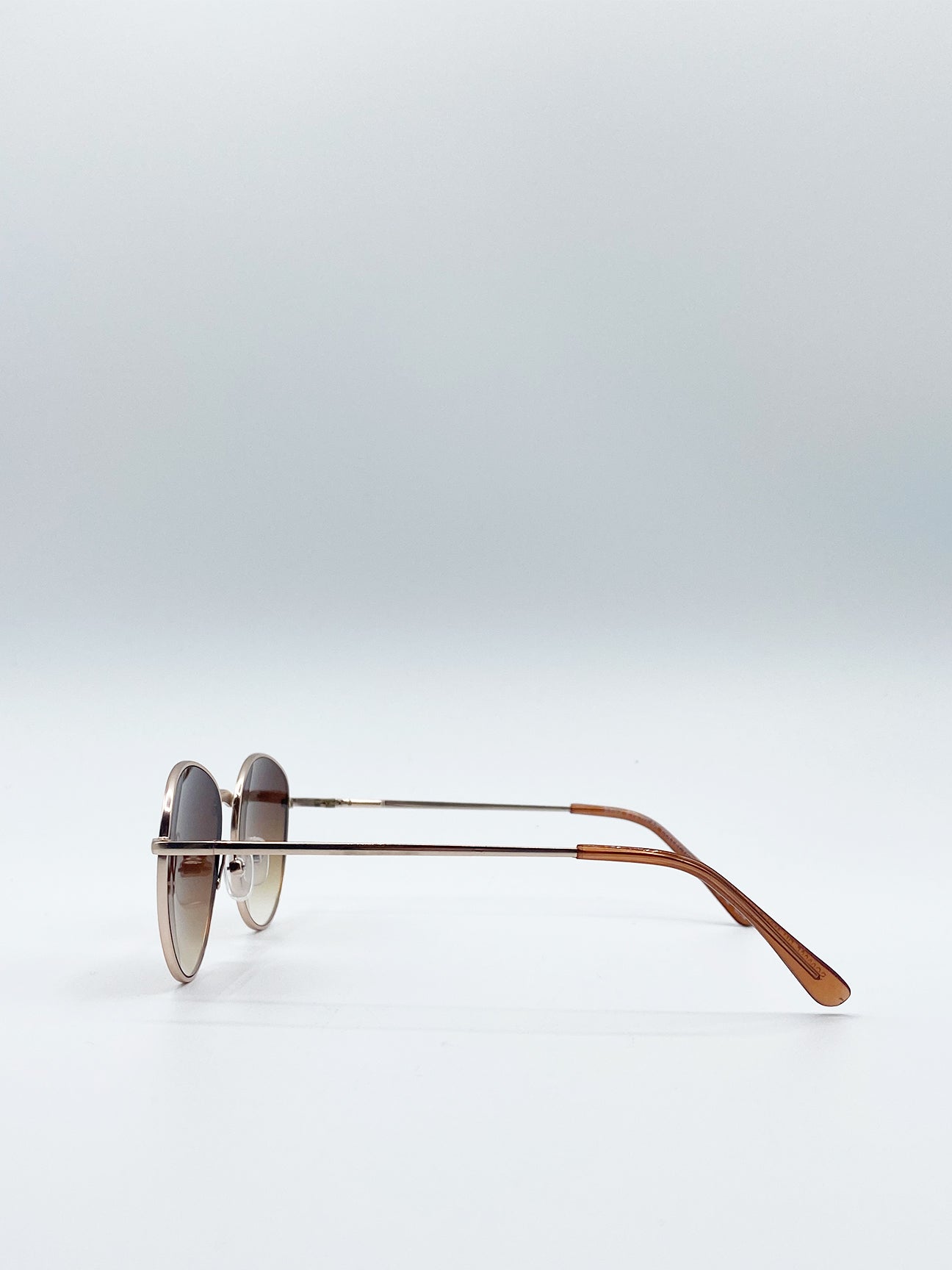 Gold Classic Round Metal Frame Sunglasses, Image 3 of 3